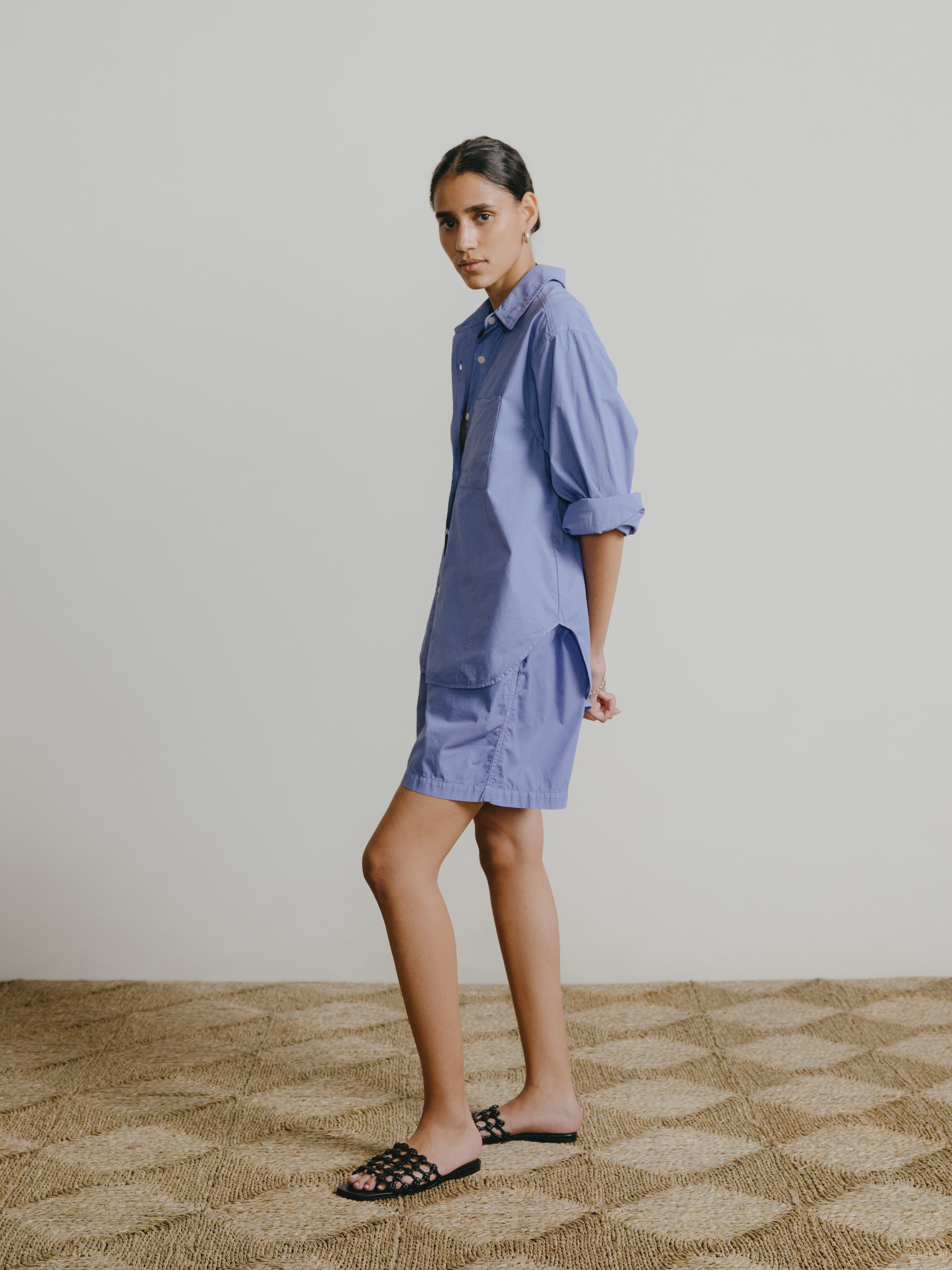 All Day Short, Organic Poplin, Cornflower