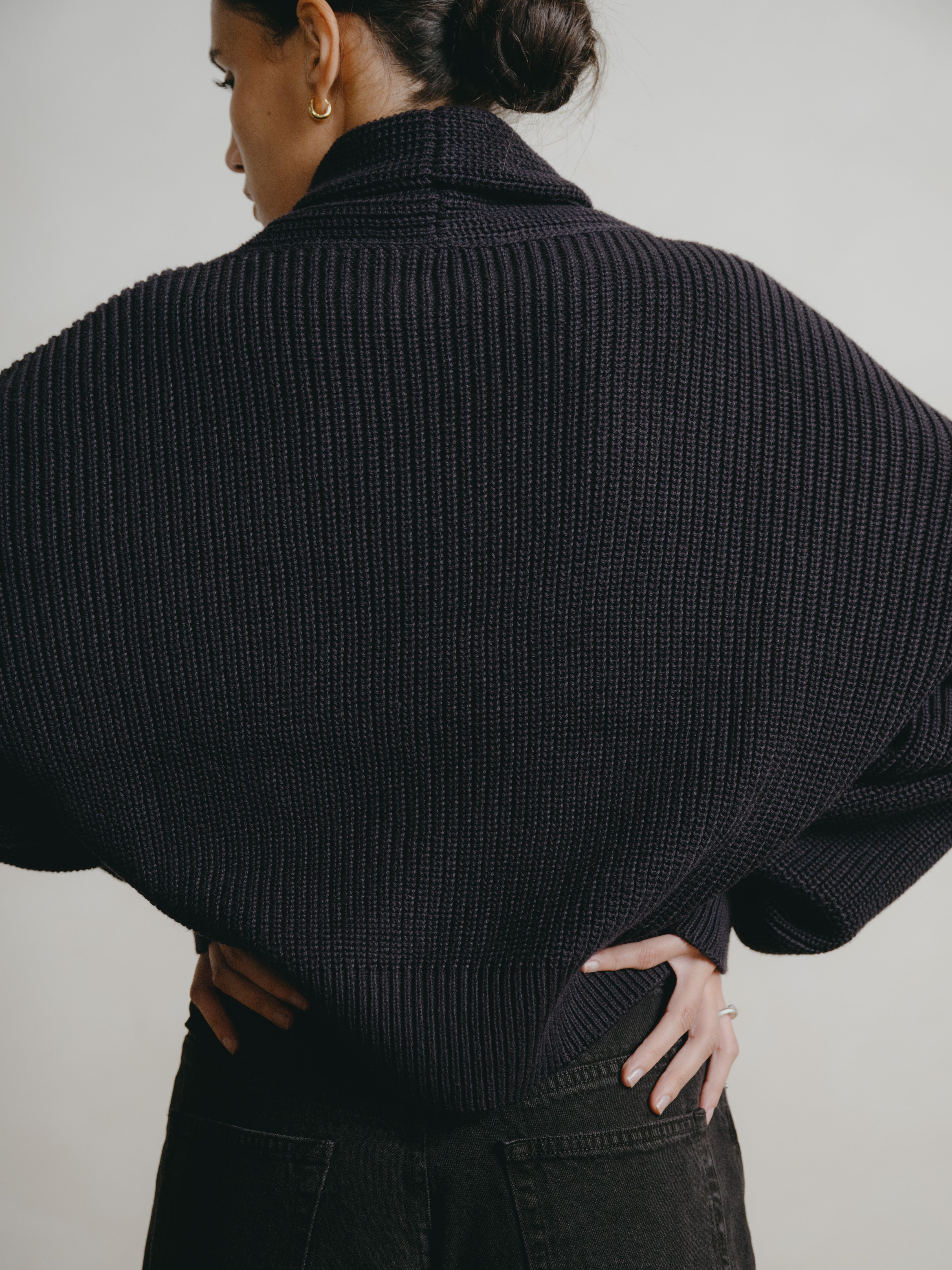 Sloan Cardigan, Organic Tanguis Cotton, Navy