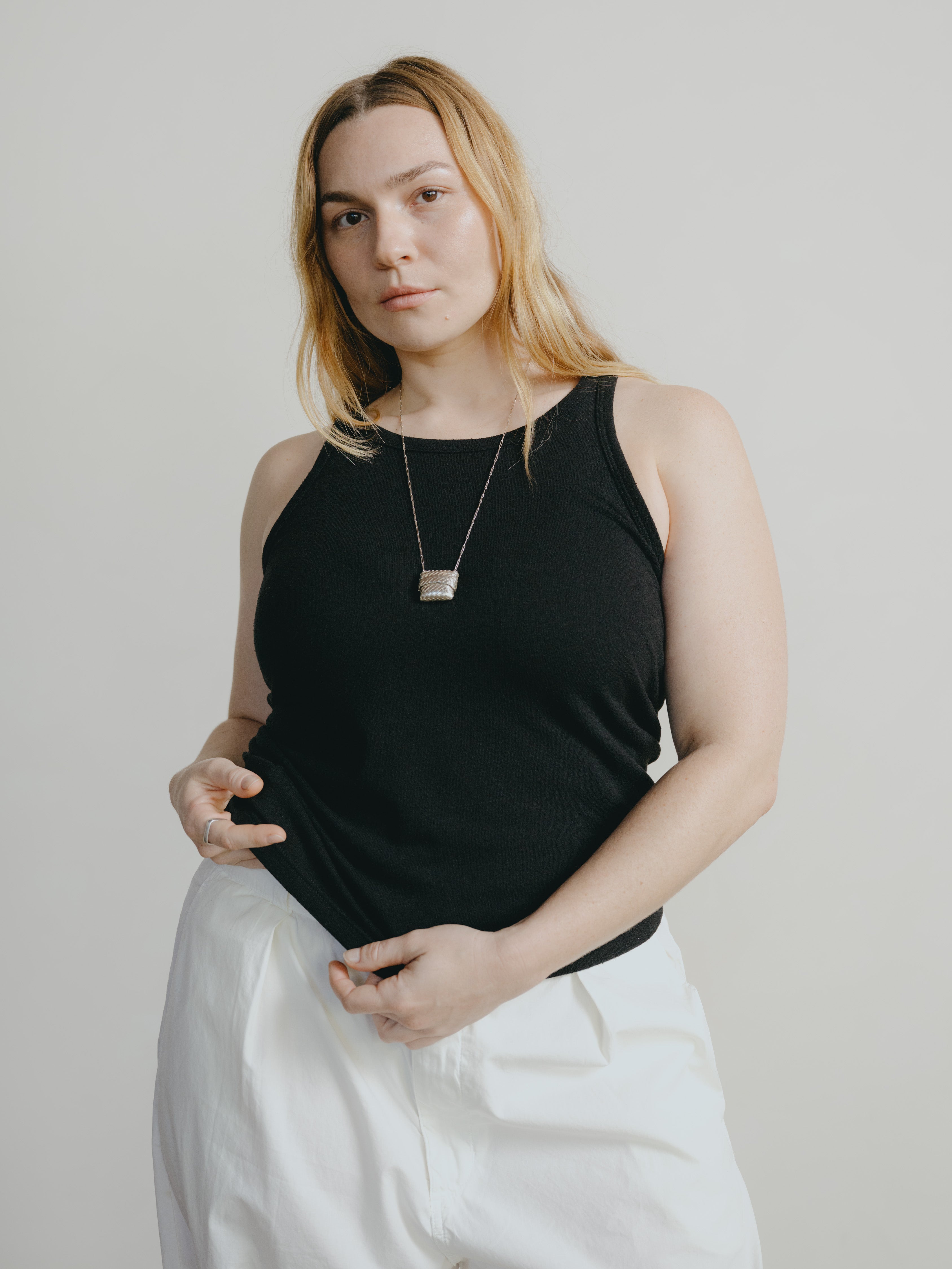 Boy Tank, Regen Silk Noil Jersey, Black