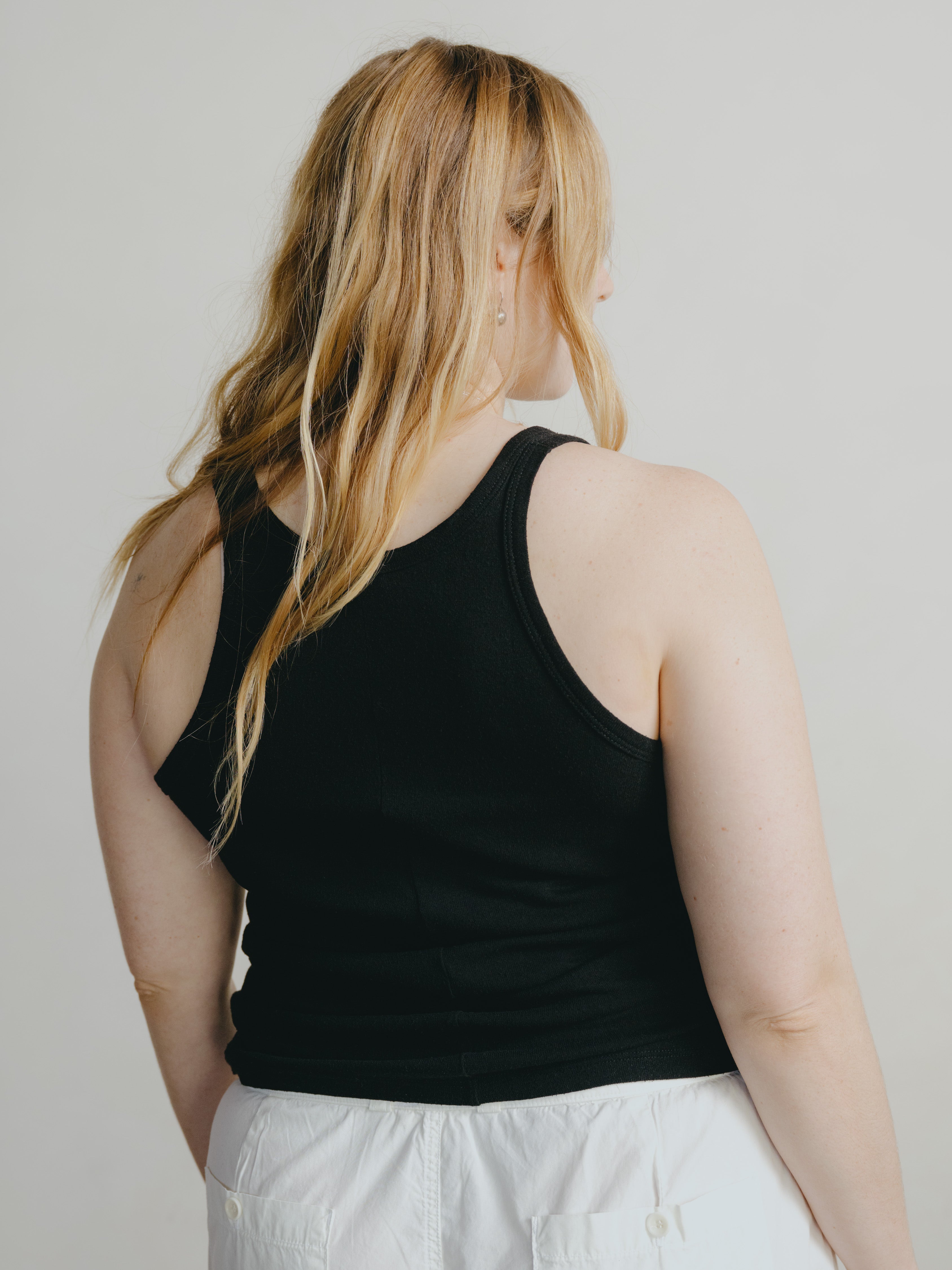 Boy Tank, Regen Silk Noil Jersey, Black