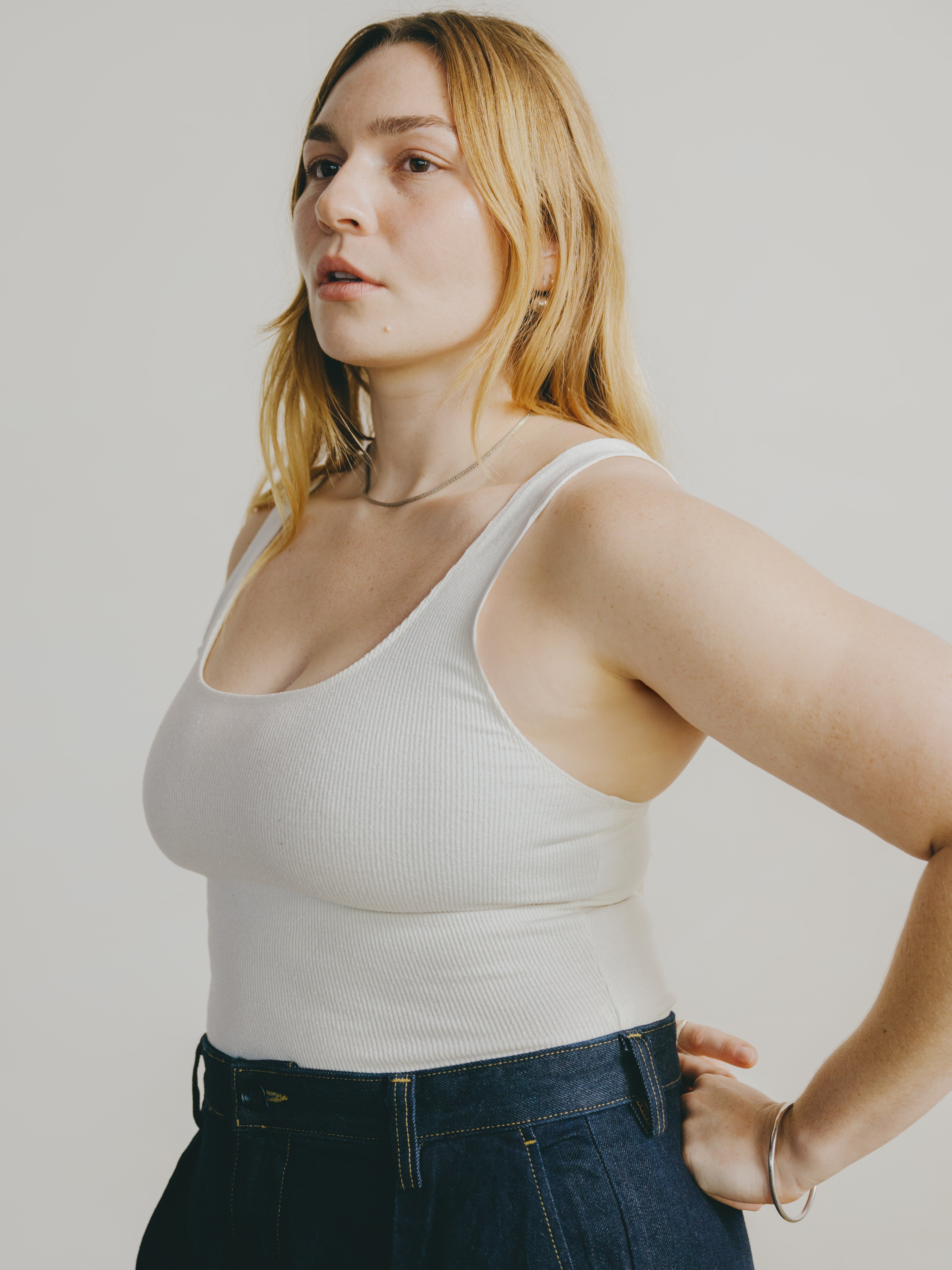 Christy Bodysuit, Ribbed Silk Noil Jersey, Natural