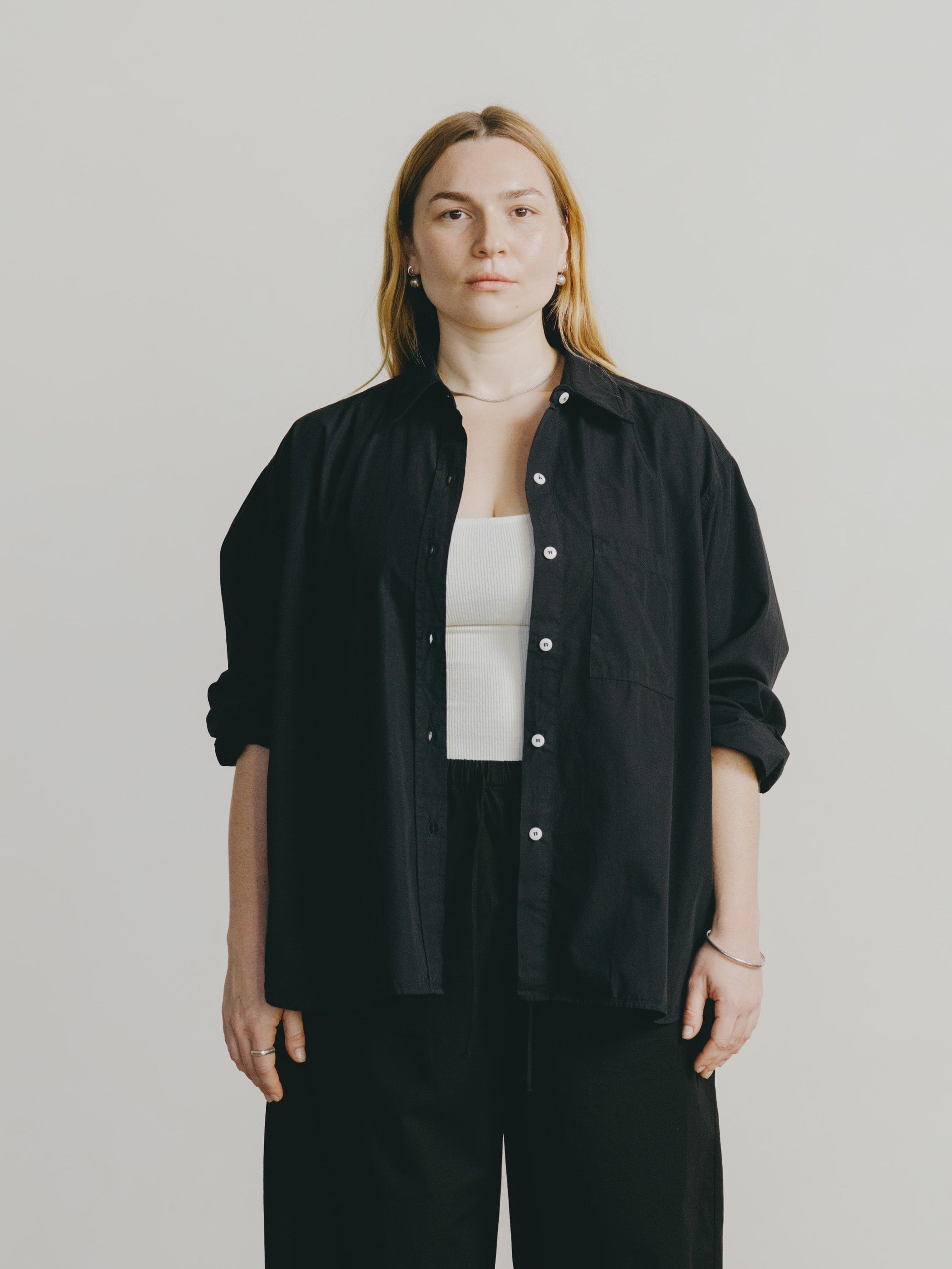 Marcie Shirt, Organic Poplin, Black