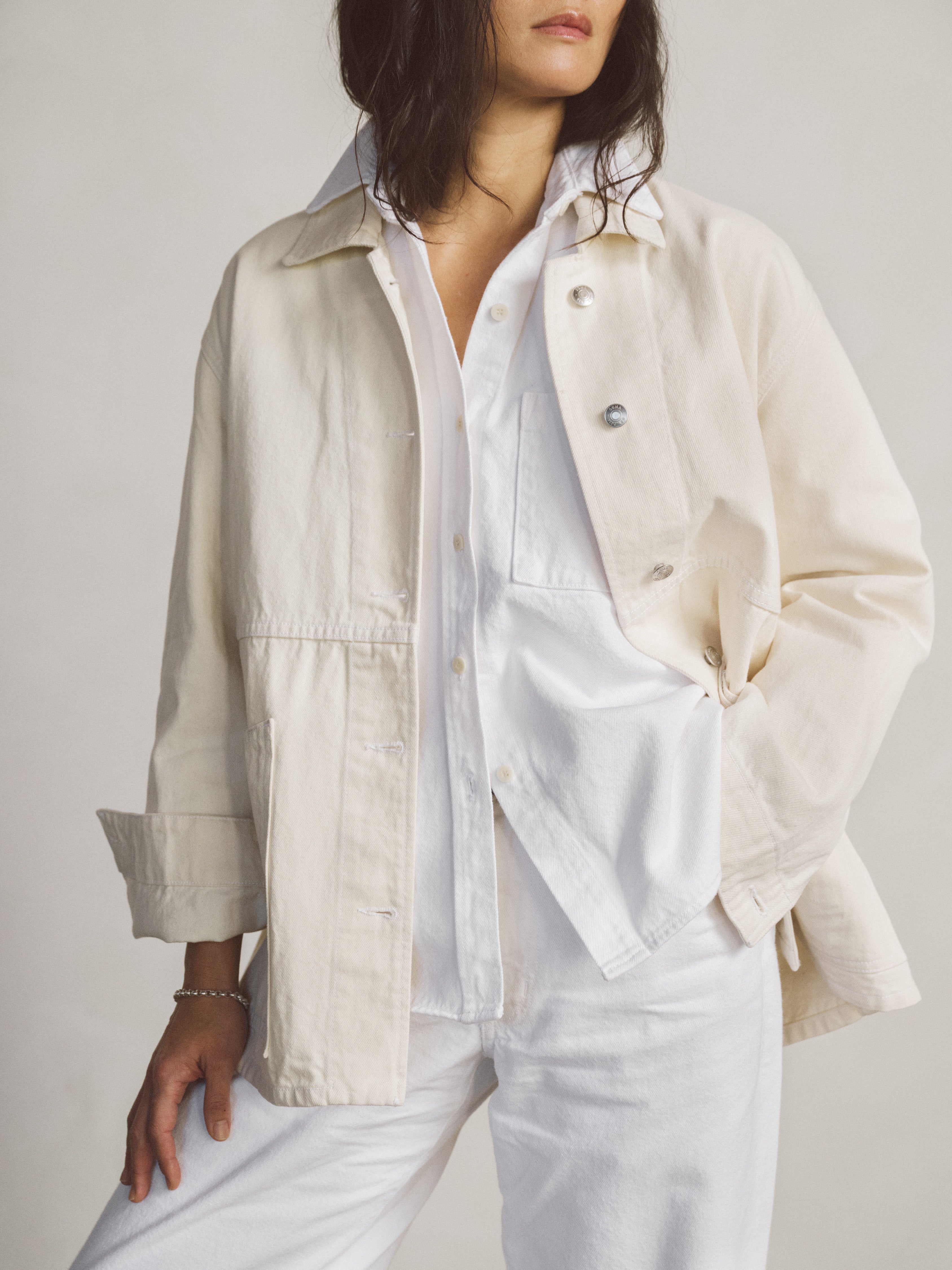 Loretta Jacket, Recycled Denim, Putty