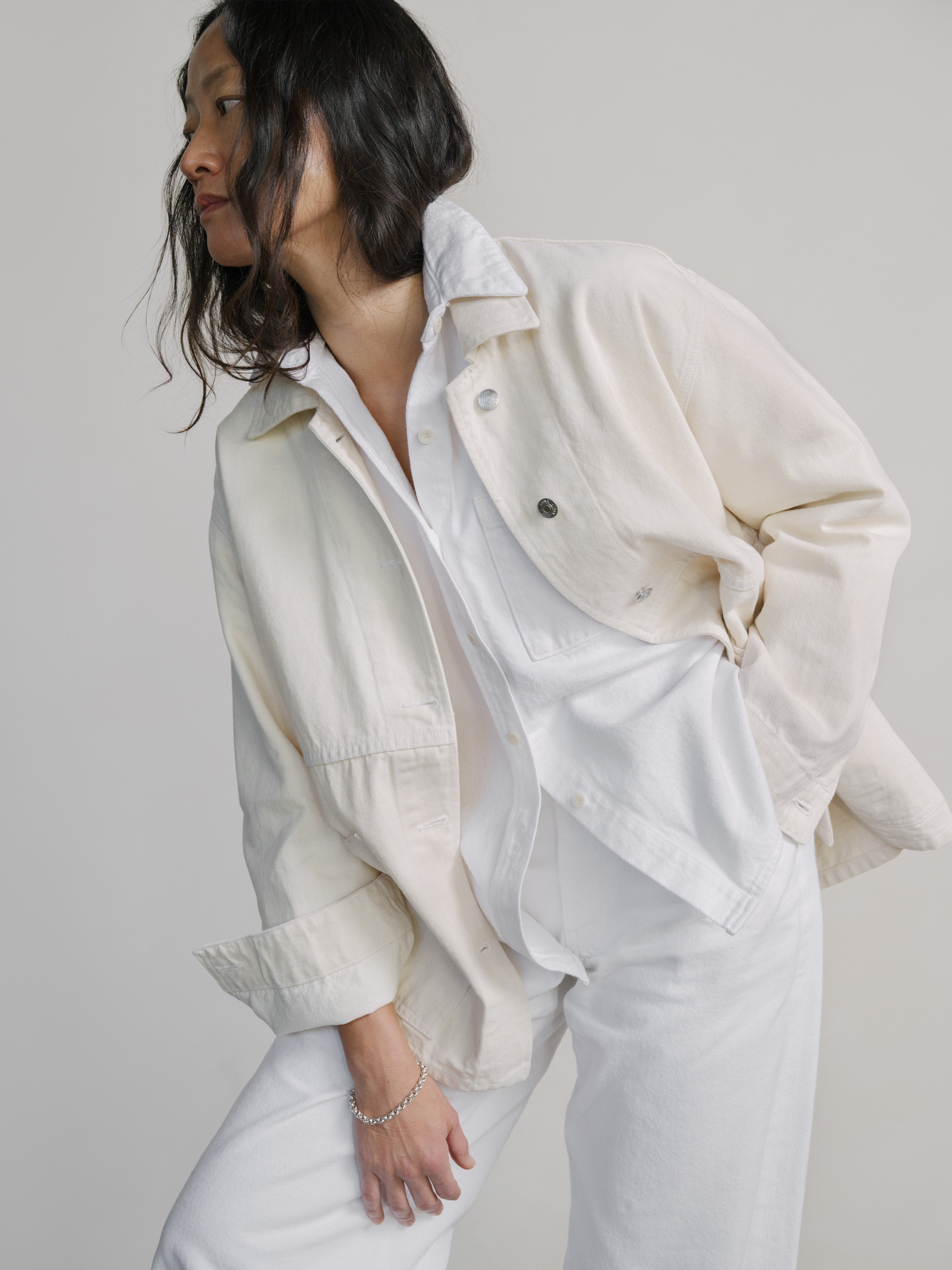 Loretta Jacket, Recycled Denim, Putty