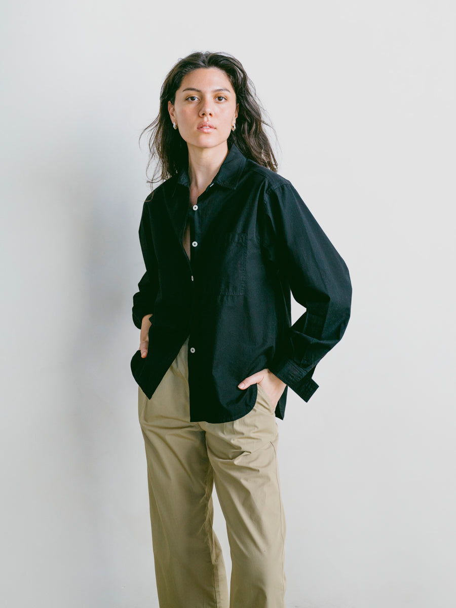 (Imperfect) Marcie Shirt, Organic Poplin, Black