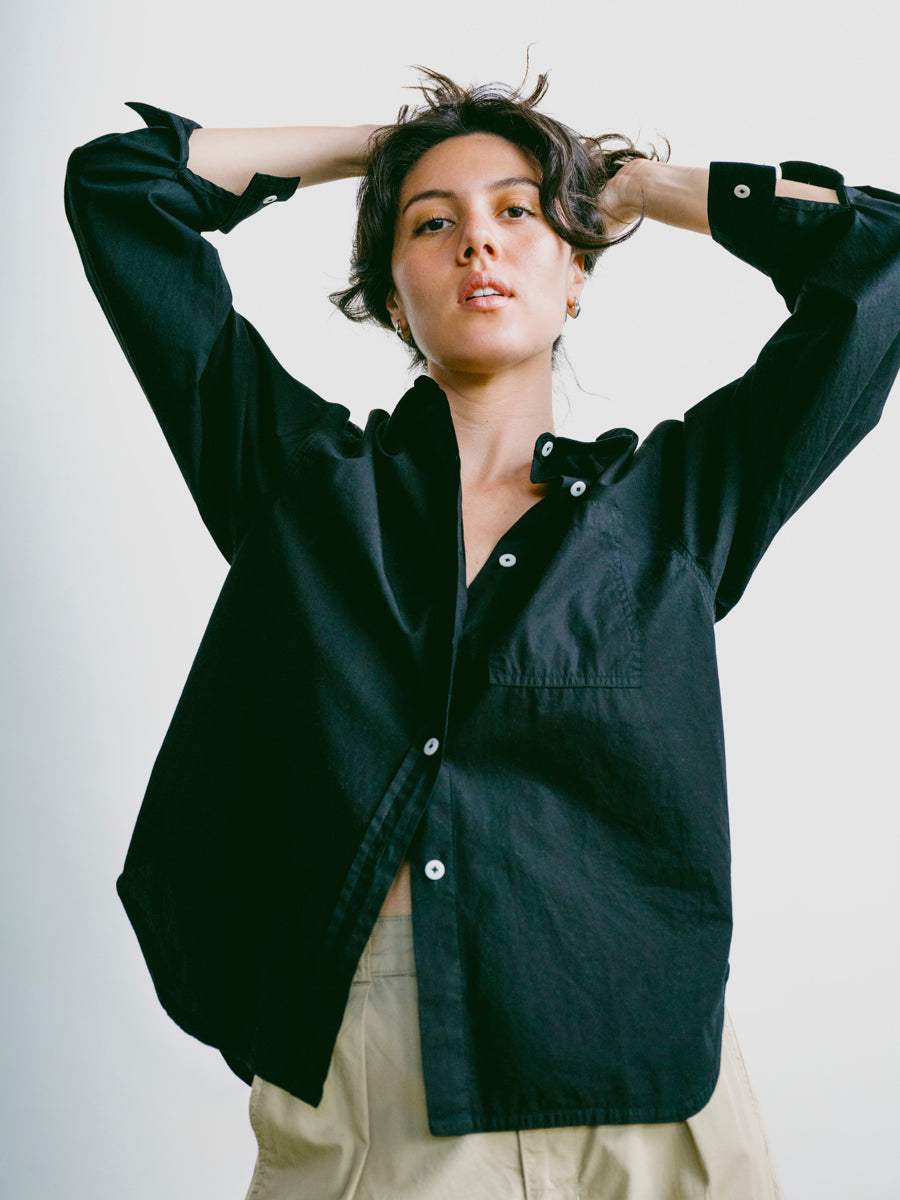 (Imperfect) Marcie Shirt, Organic Poplin, Black