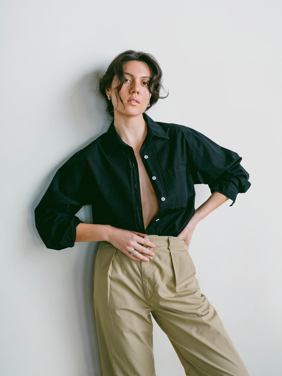 (Imperfect) Marcie Shirt, Organic Poplin, Black