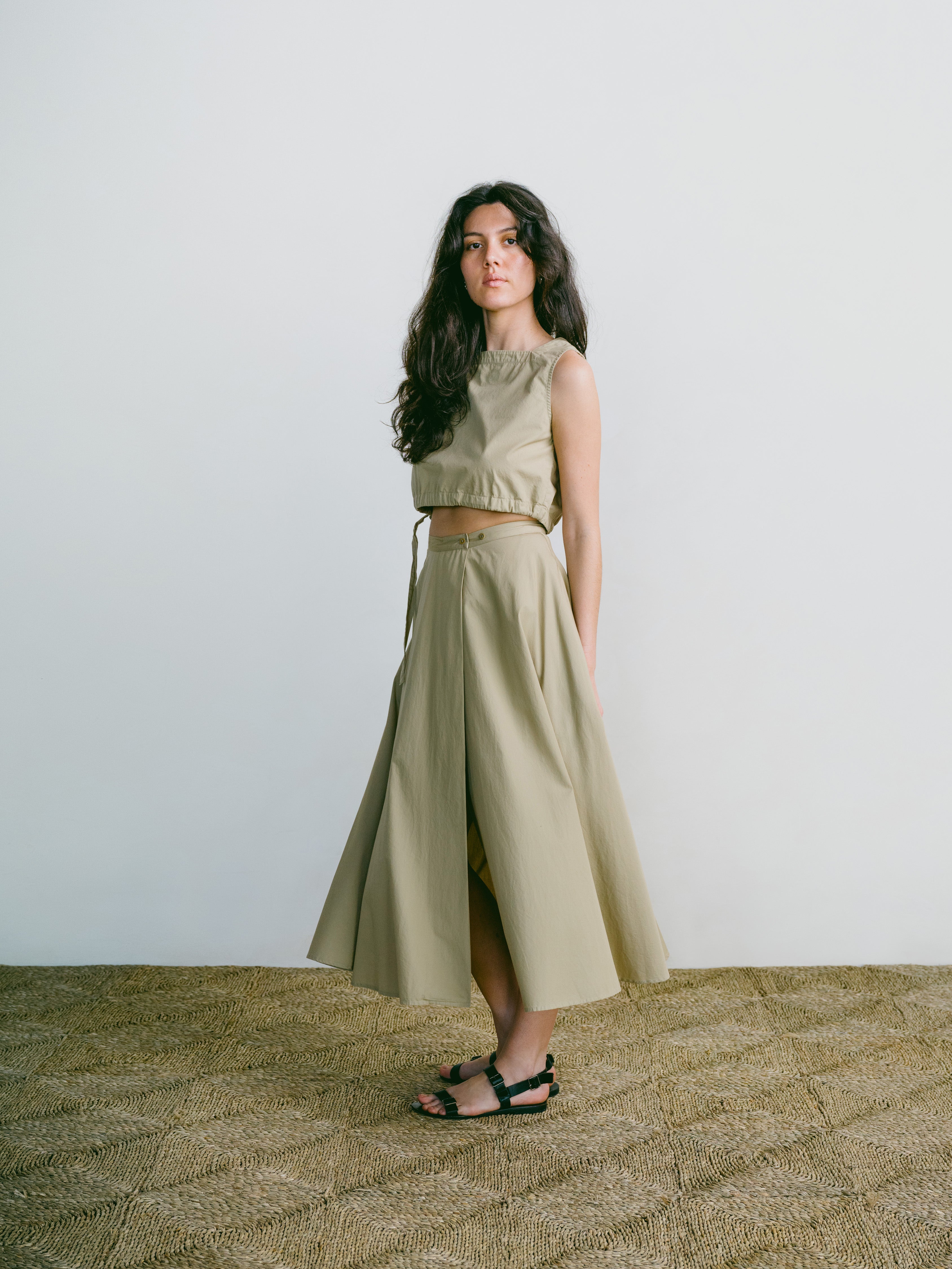 Karu Top, Organic Poplin, Khaki