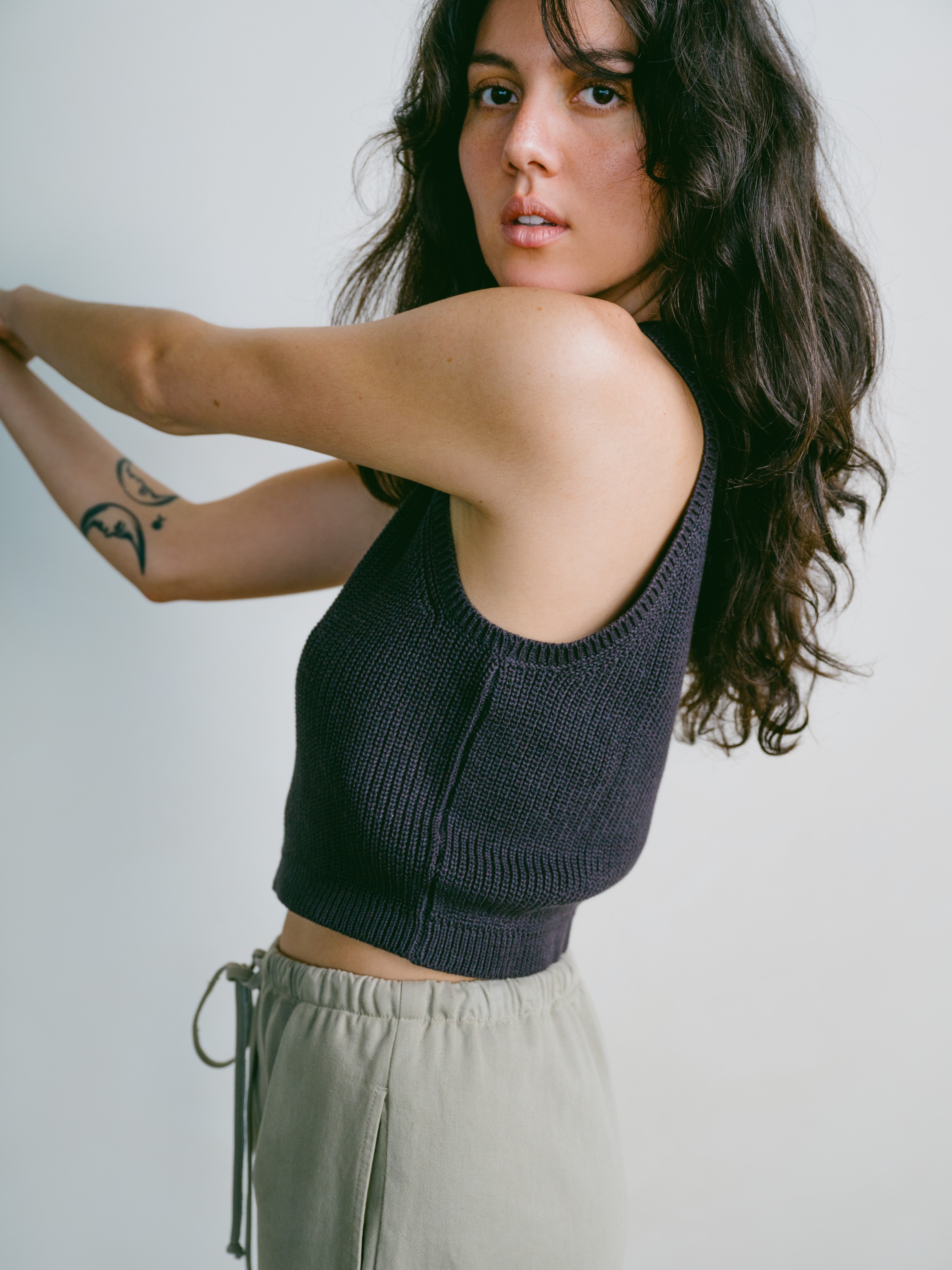 Mona Tank, Organic Cotton, Soft Black