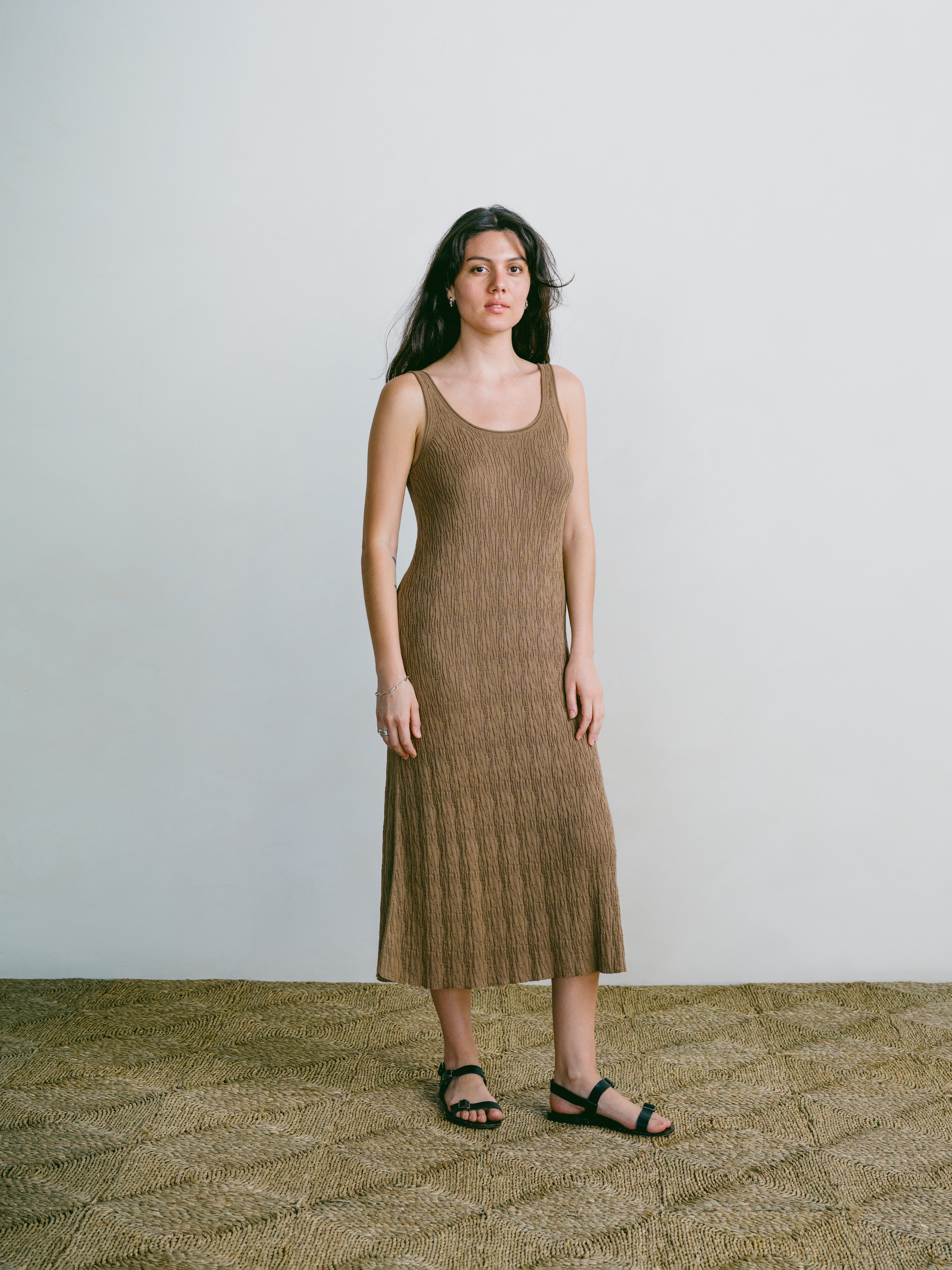Elaina Dress, Organic Cotton Viscose, Cocoa