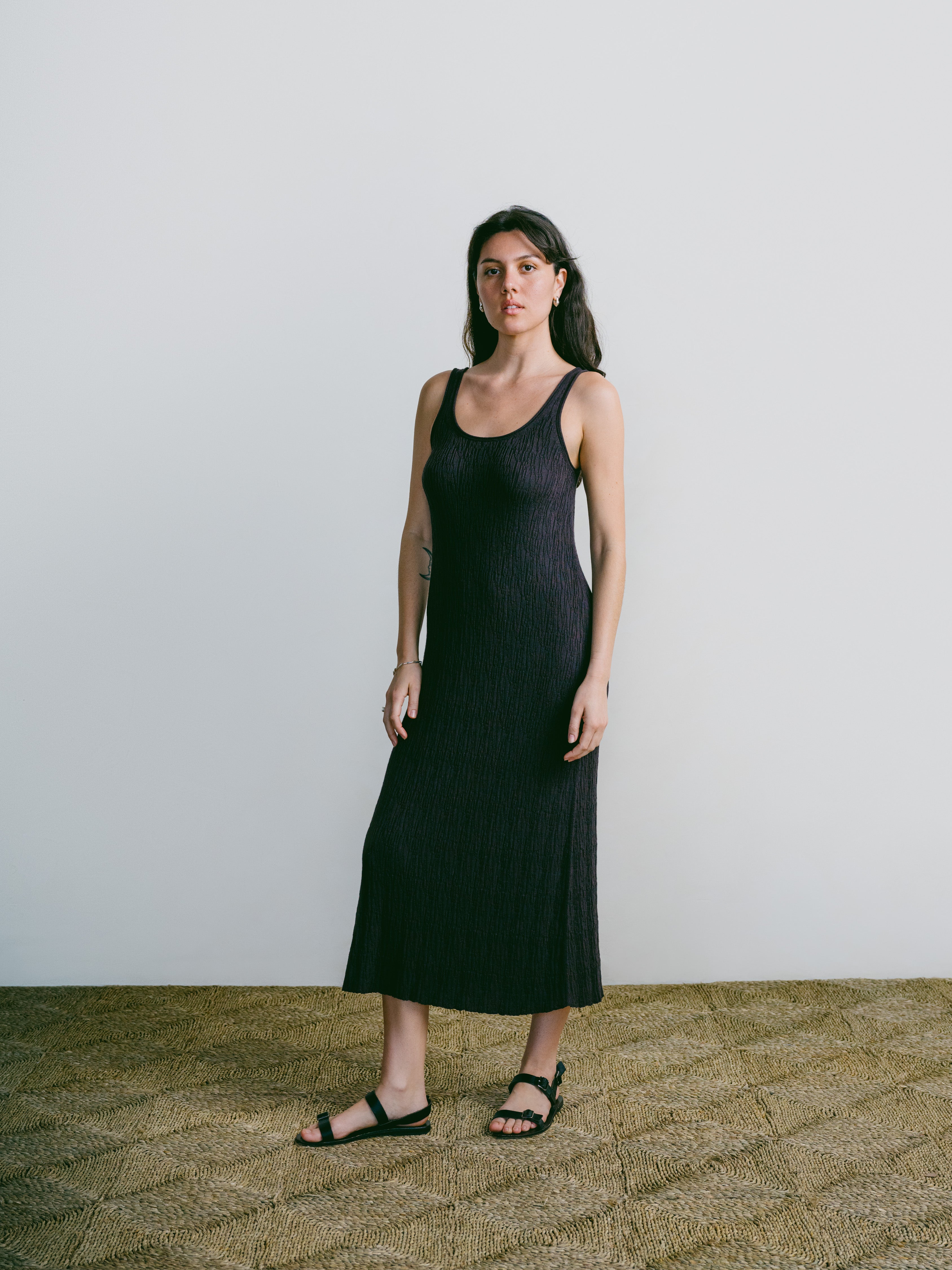 Elaina Dress, Organic Cotton Viscose, Soft Black
