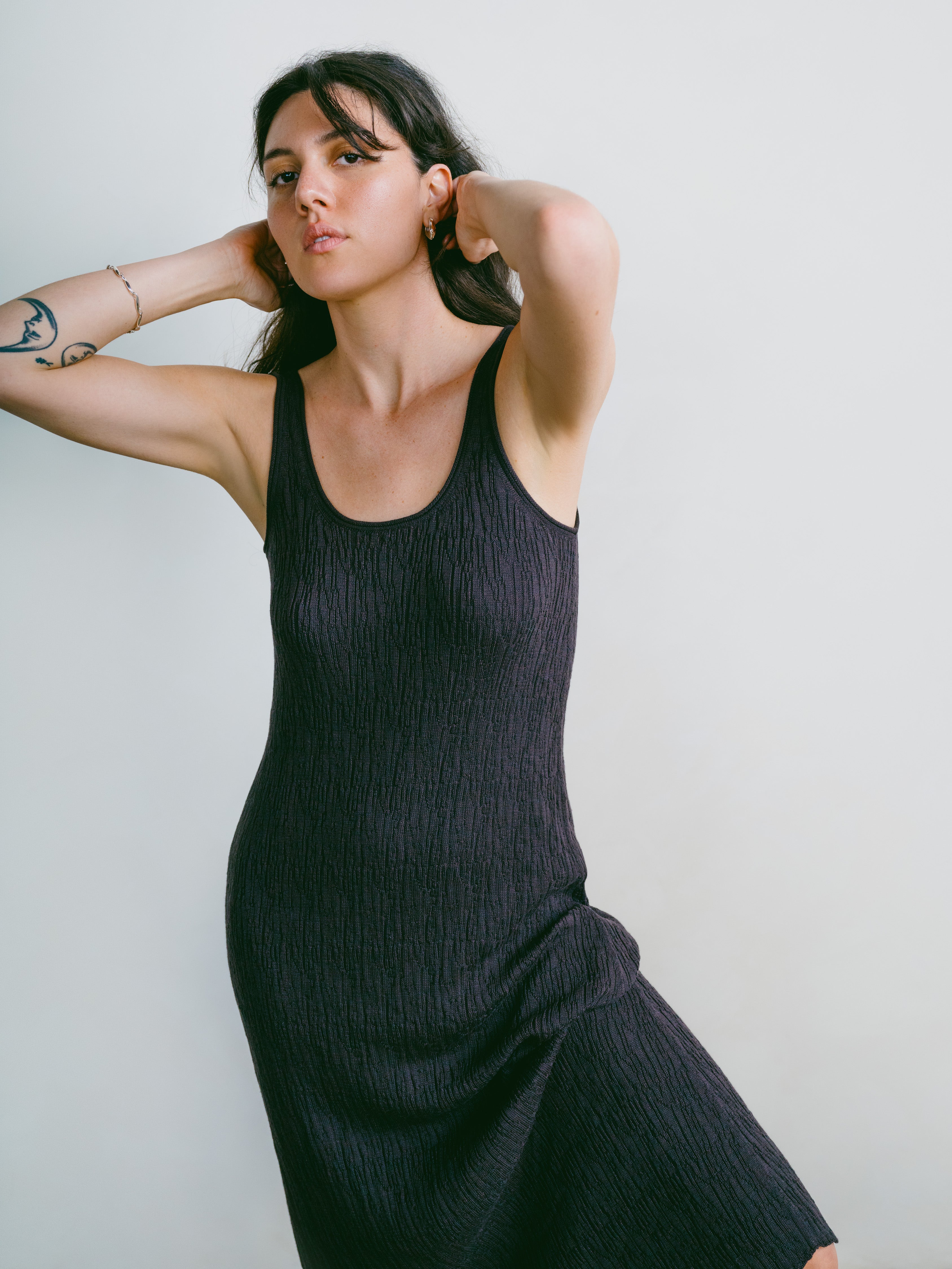 Elaina Dress, Organic Cotton Viscose, Soft Black