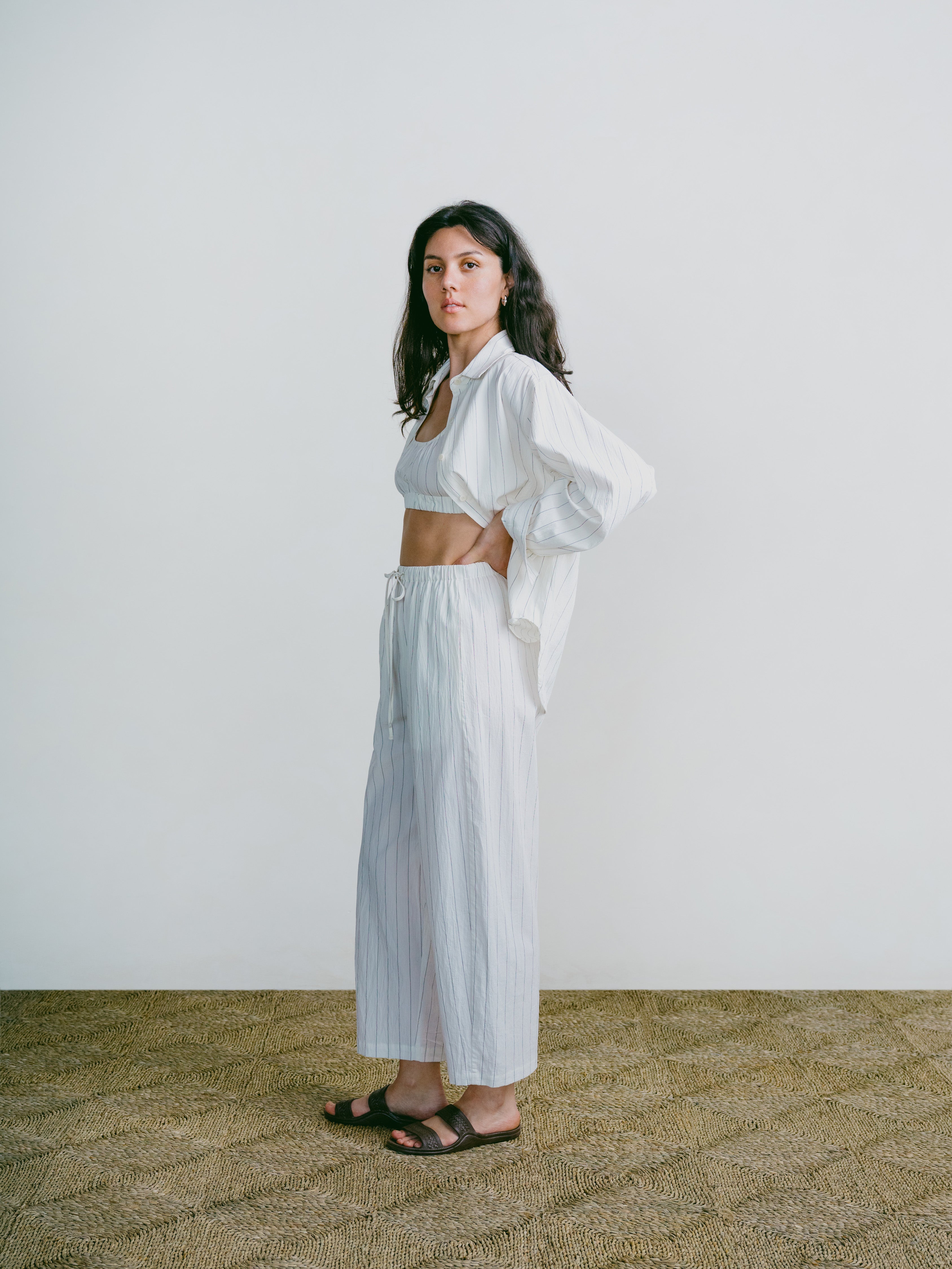 All Day Pant, Organic Japanese Cotton, Carolina Stripe