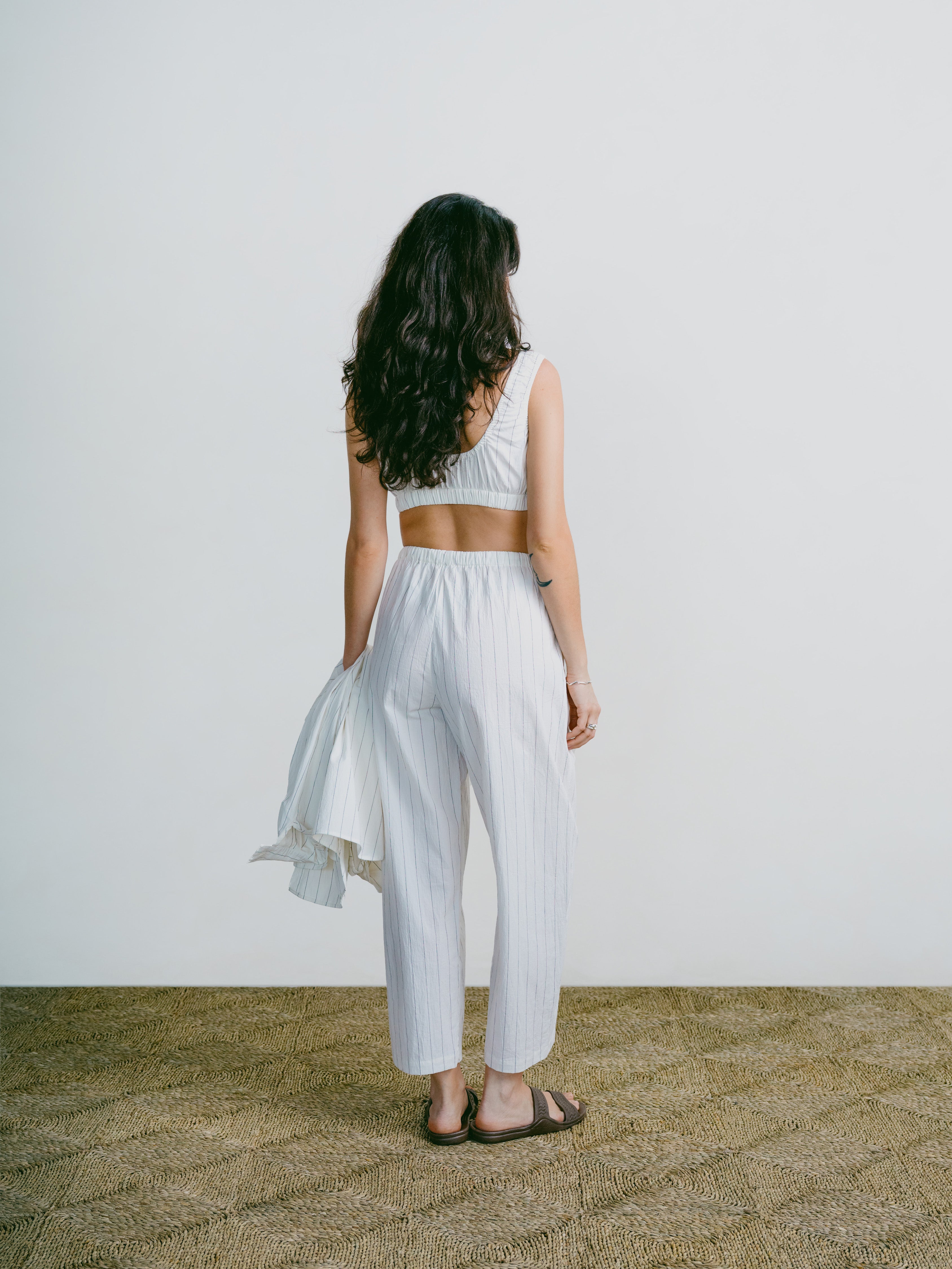 All Day Pant, Organic Japanese Cotton, Carolina Stripe