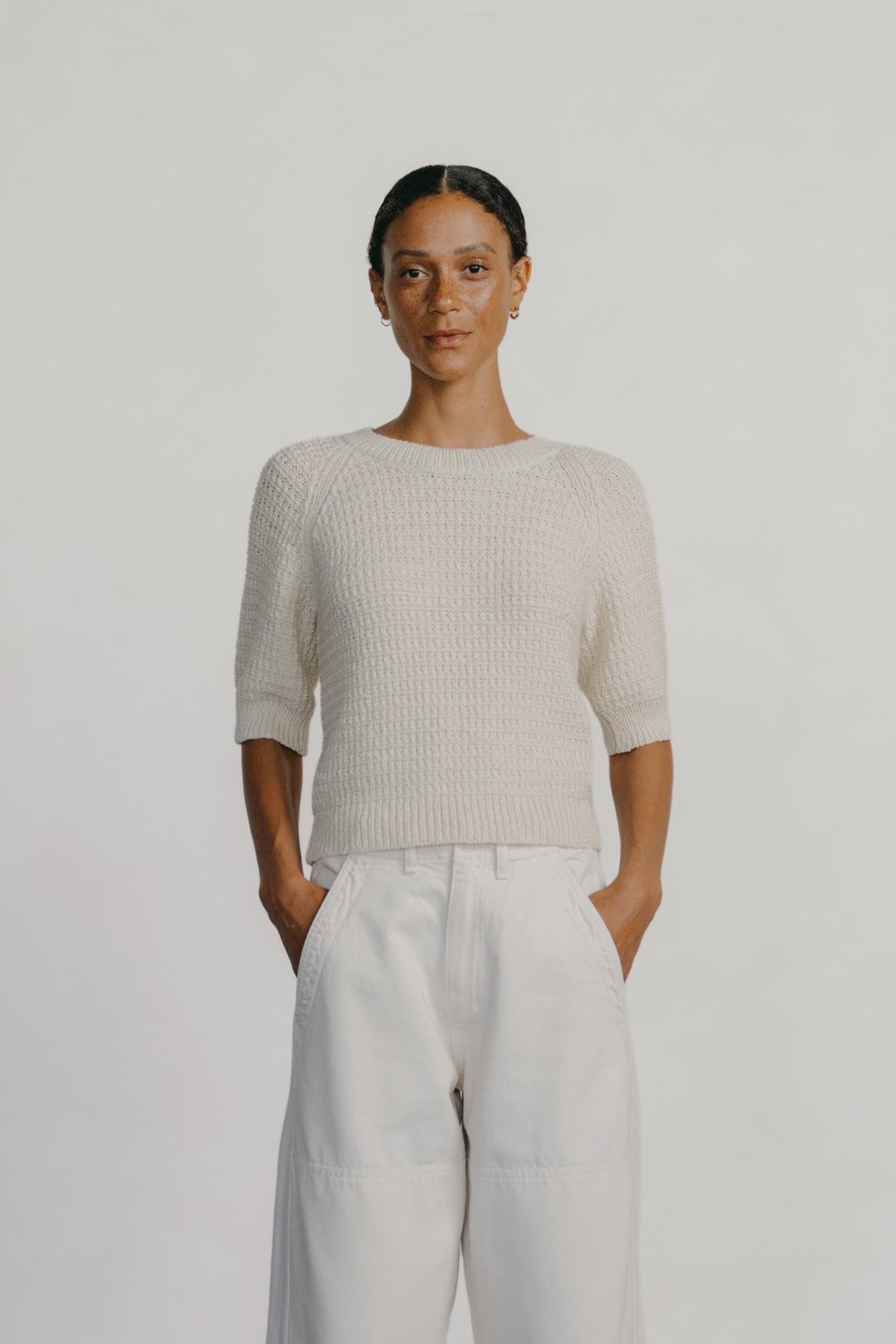 (Imperfect) Lloyd Waffle Knit, Alpaca Cotton, Cream