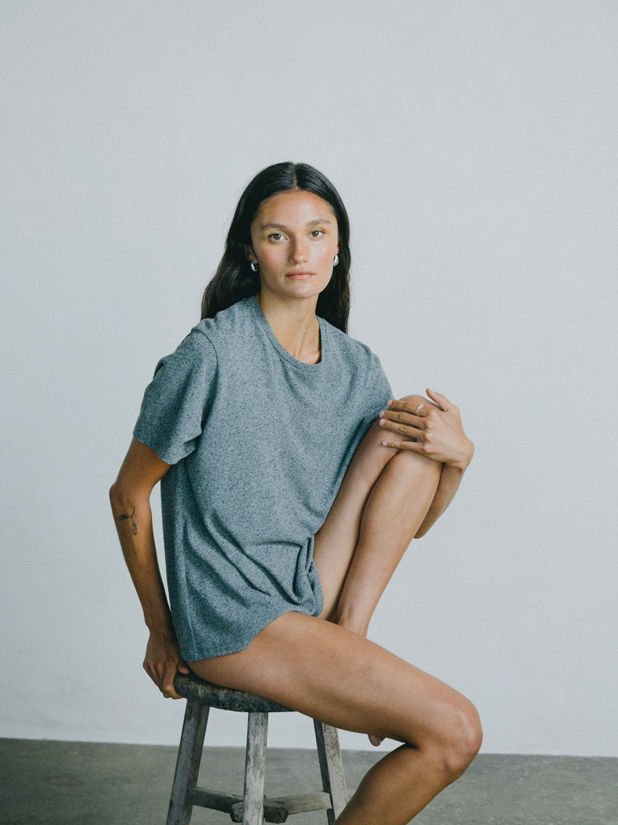(Imperfect) Big Tee, Regen Silk Noil Jersey, Charcoal Heather