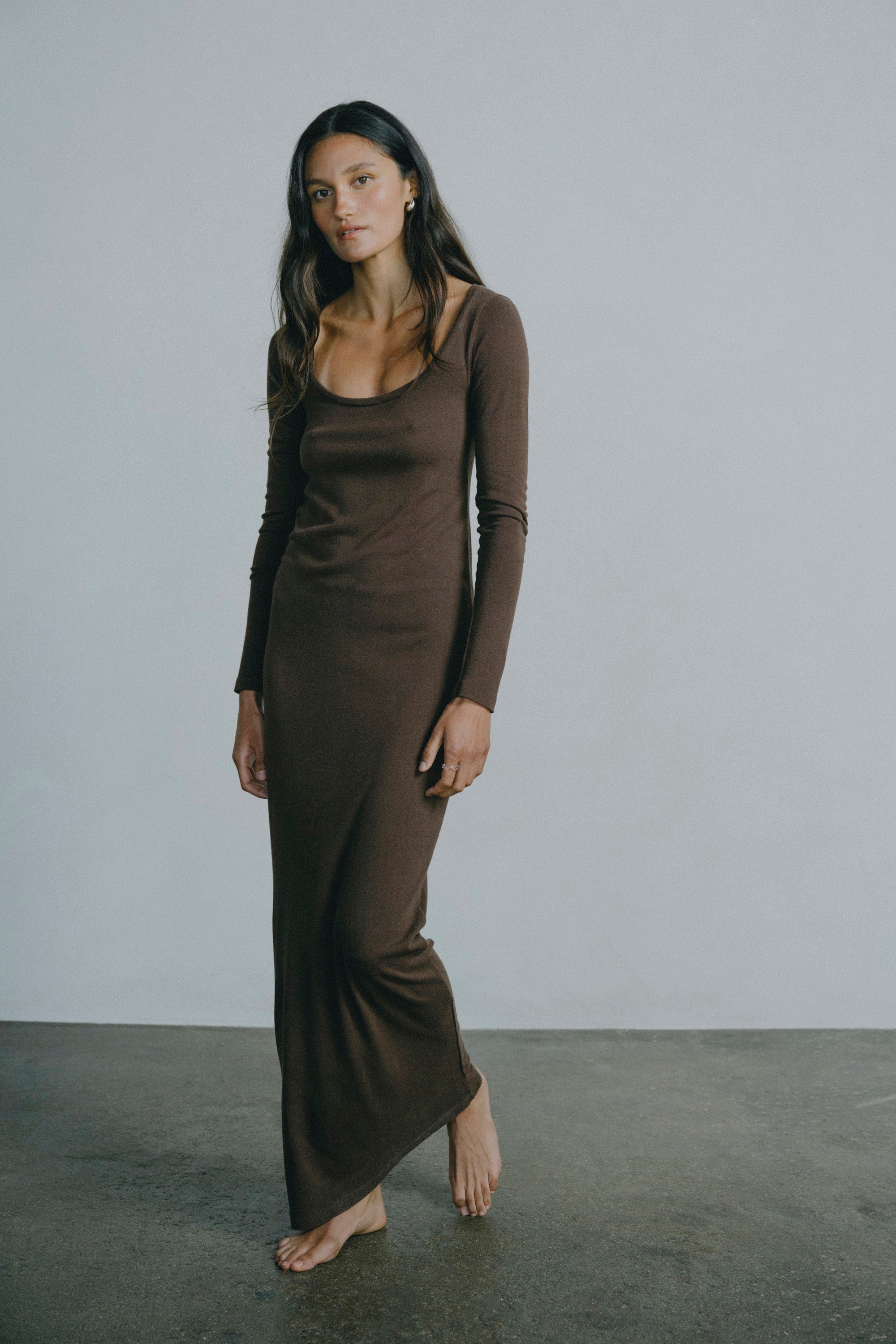 (Imperfect) Claudia Dress, Regen Silk Noil Jersey, Manzanita