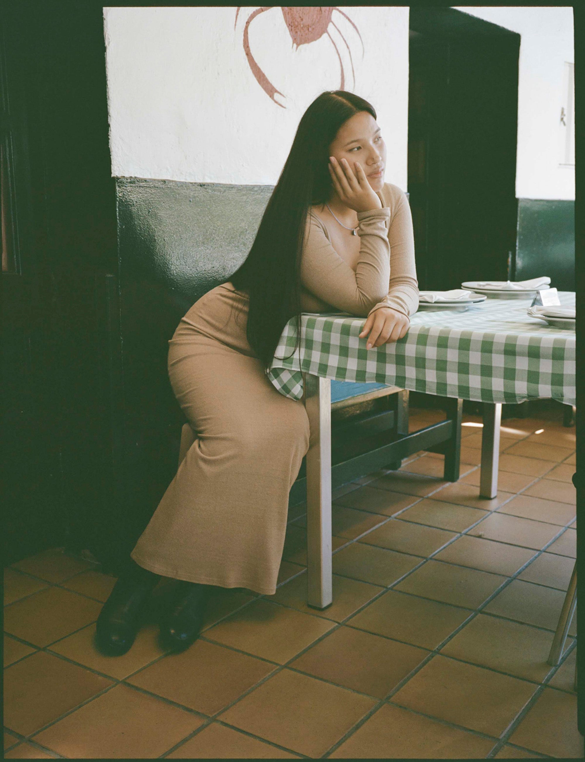 (Imperfect) Claudia Dress, Regen Silk Noil Jersey, Tea