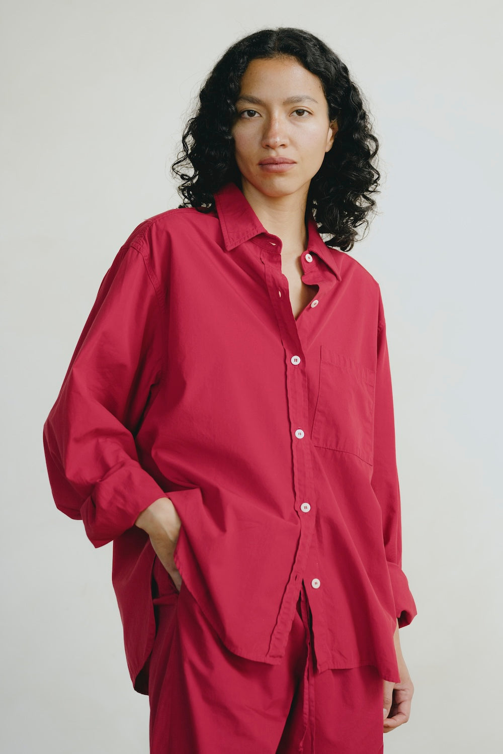 Marcie Shirt, Organic Poplin, Tomato