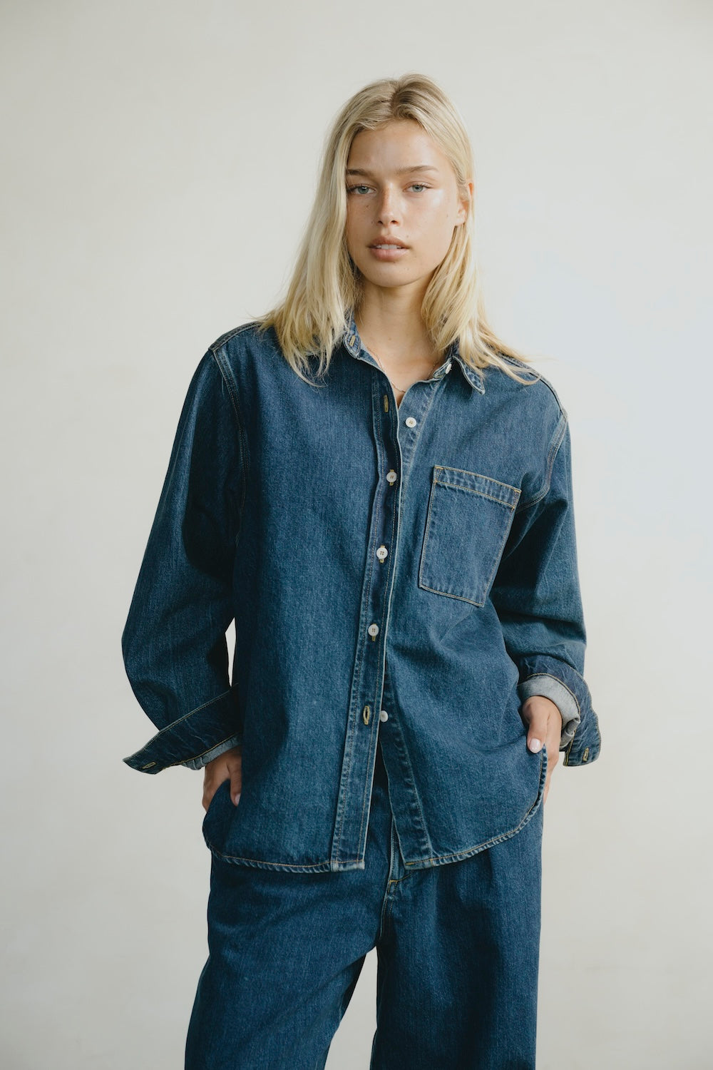 Denim Marcie Shirt, Tencel Denim, Vintage Dark