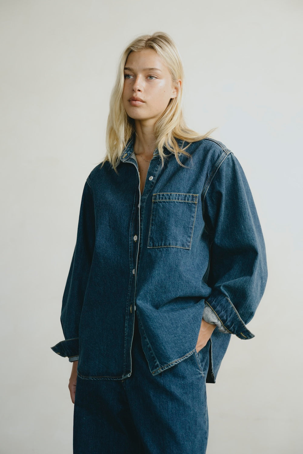 Denim Marcie Shirt, Tencel Denim, Vintage Dark
