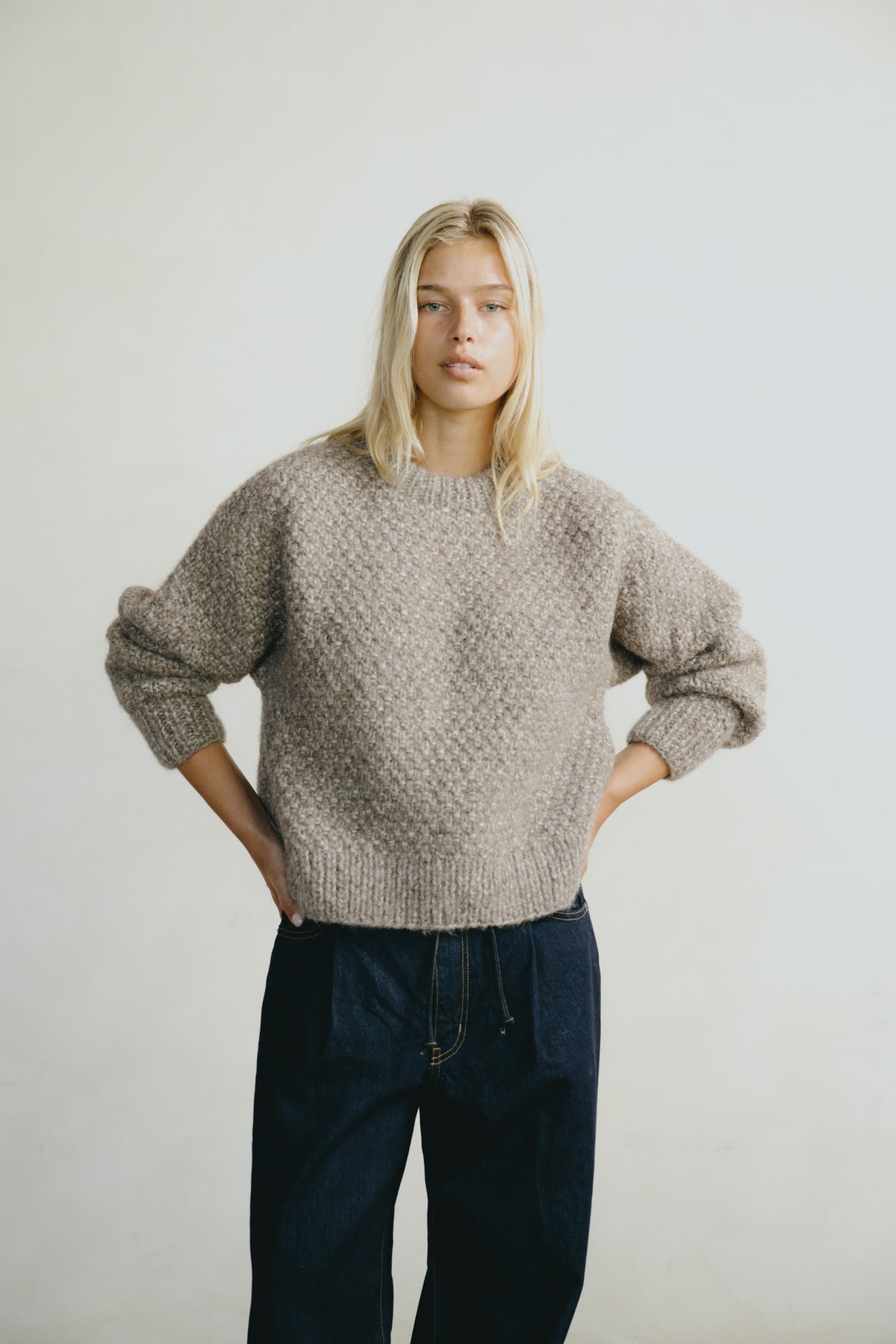 Gia Hand Knit Sweater, Alpaca Cotton, Shrub