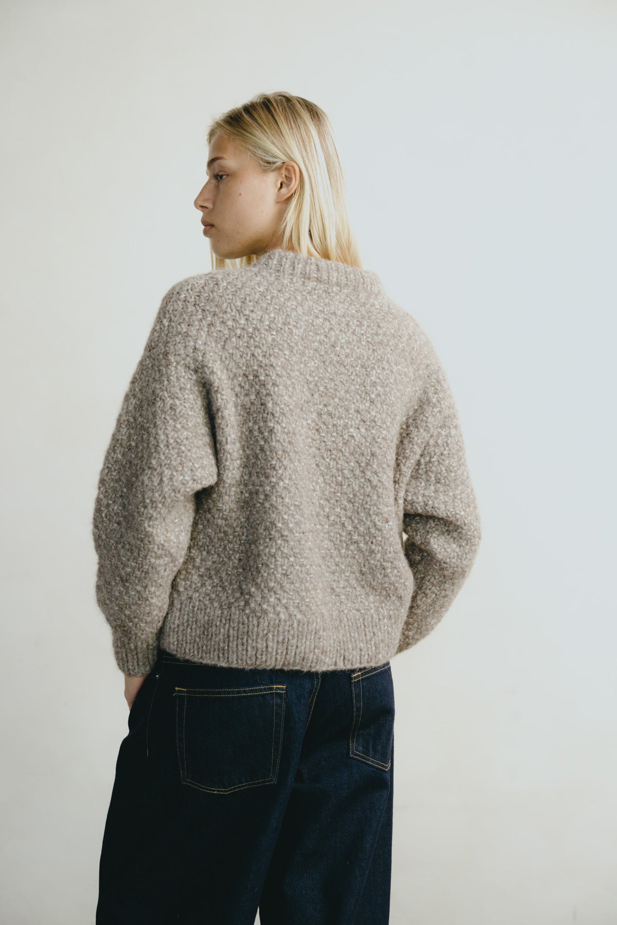 Gia Hand Knit Sweater, Alpaca Cotton, Shrub