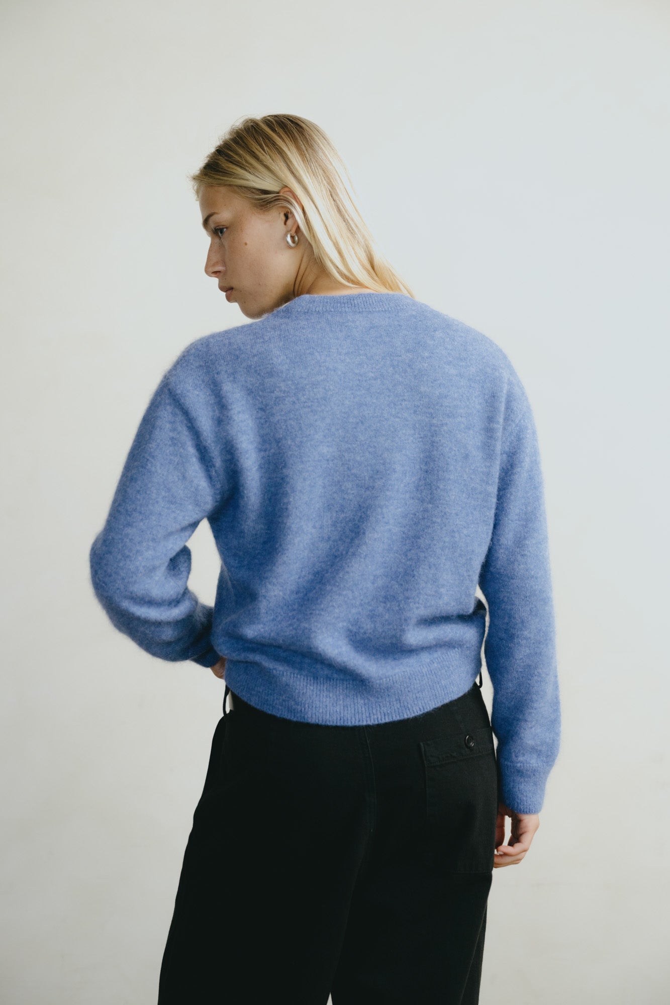 Ines Crew, Midweight Alpaca Blend, Cornflower