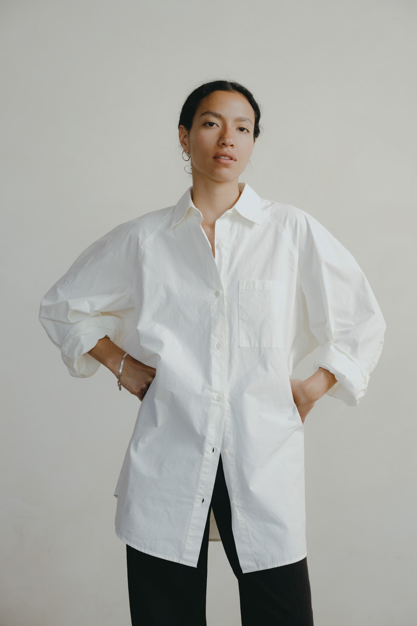 Rita Shirt, Organic Compact Poplin, Natural