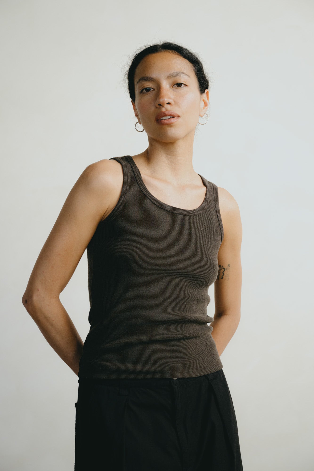 Classic Tank, Ribbed Silk Noil Jersey, Walnut