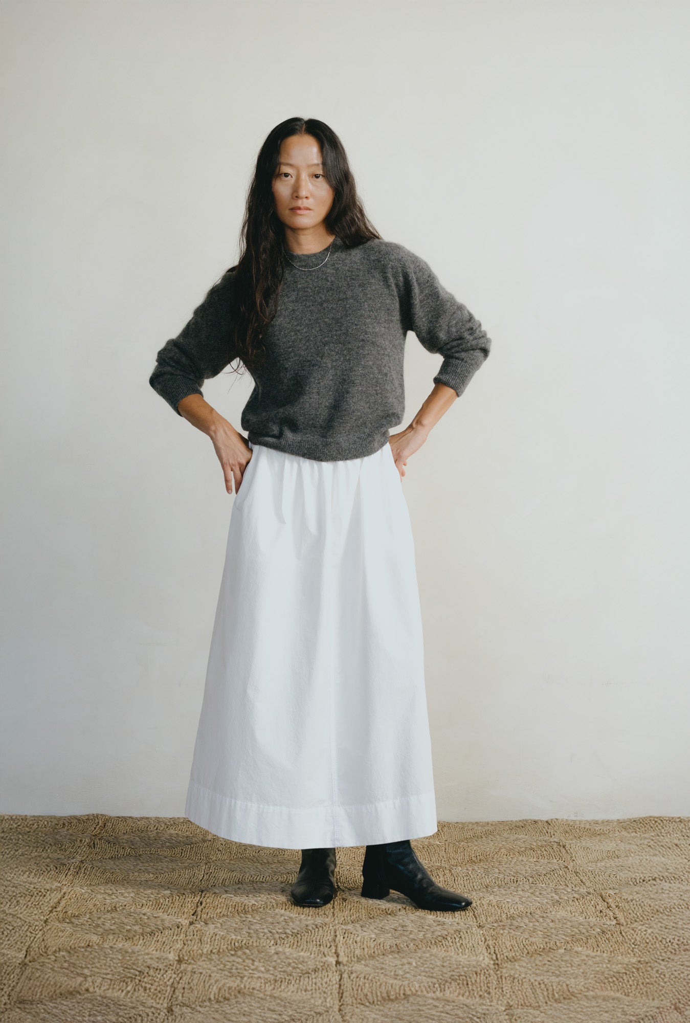 Paz Skirt, Organic Compact Poplin, Natural