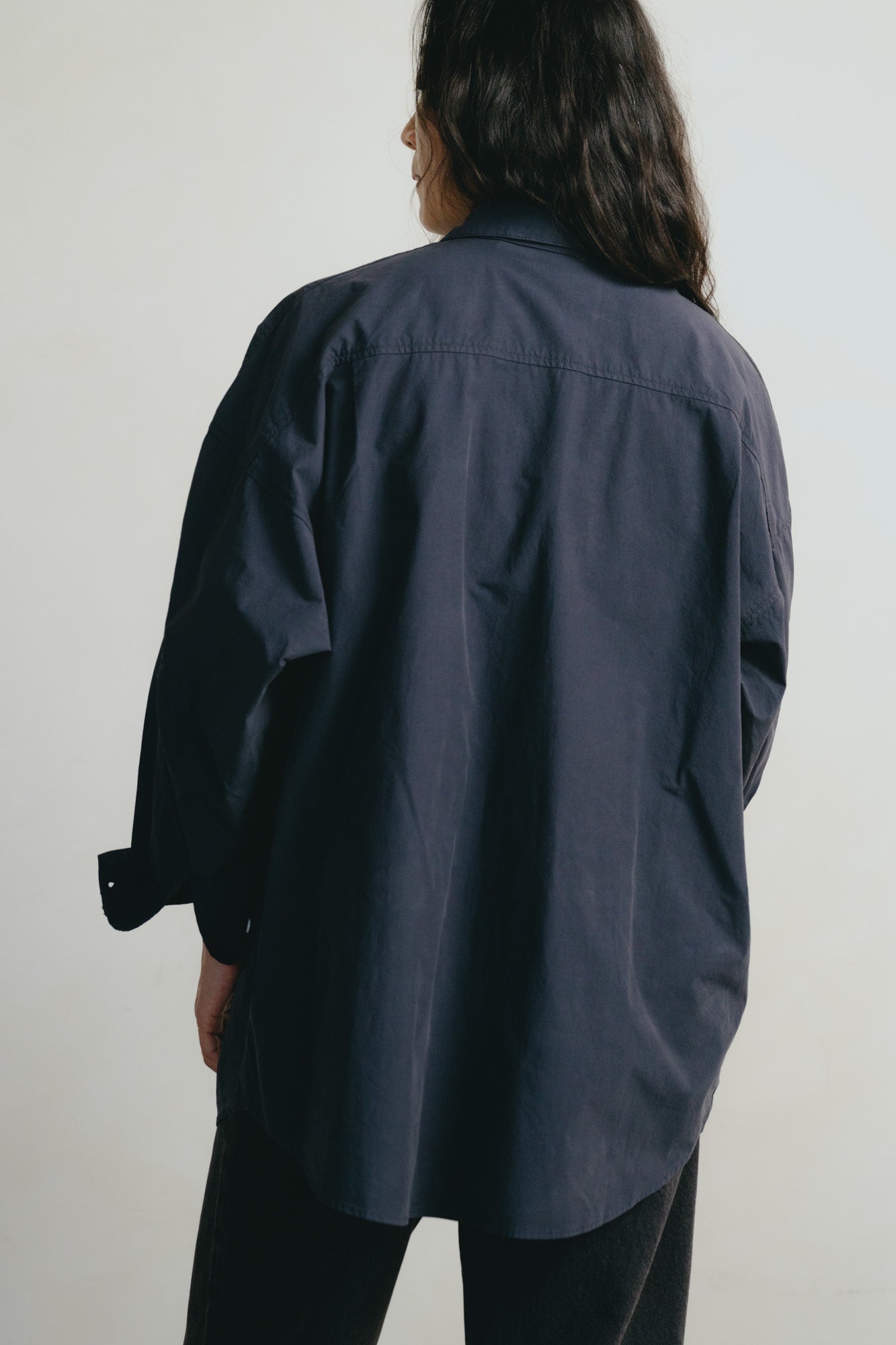 Rita Shirt, Organic Compact Poplin, Navy