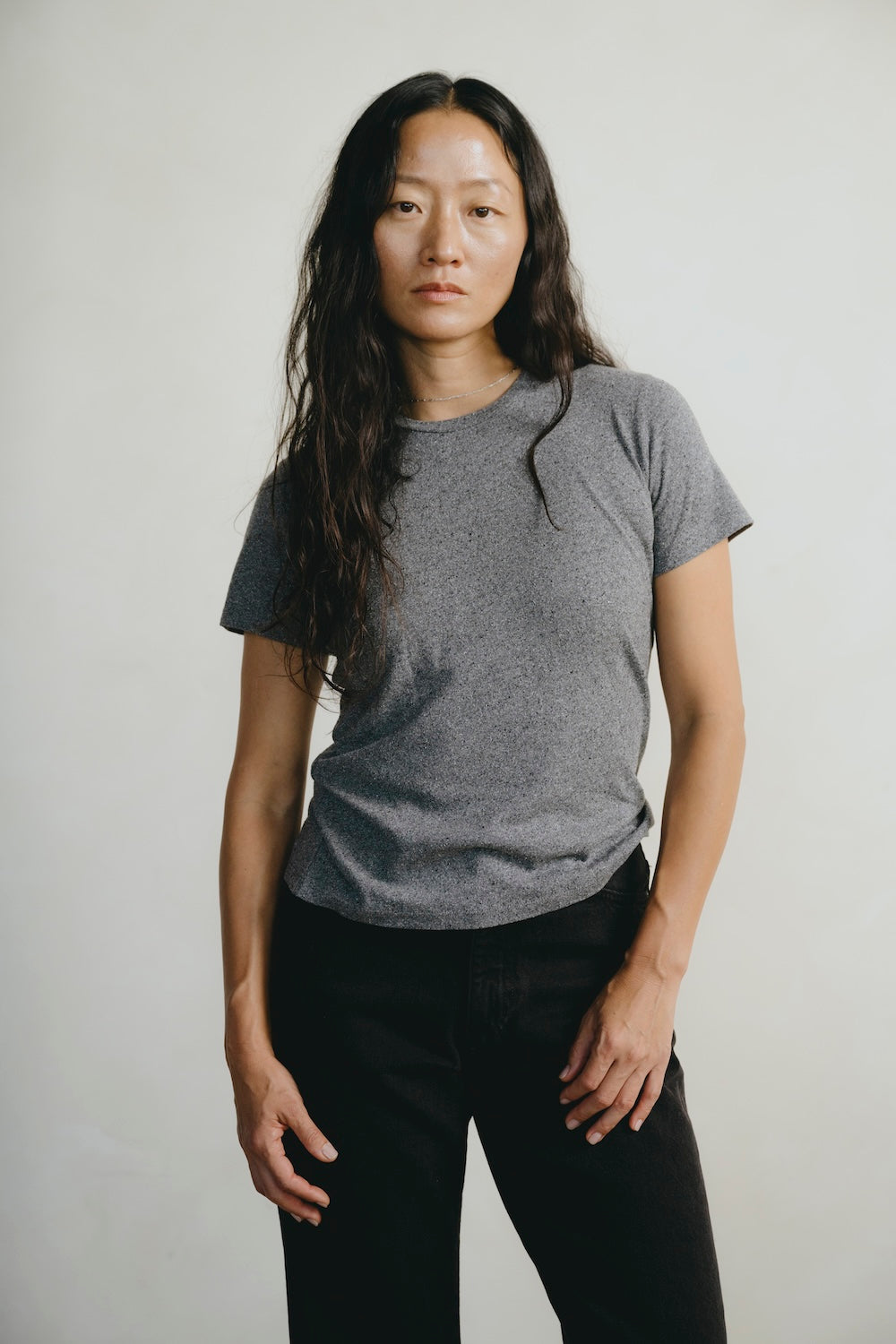 Classic Tee, Regen Silk Noil Jersey, Charcoal