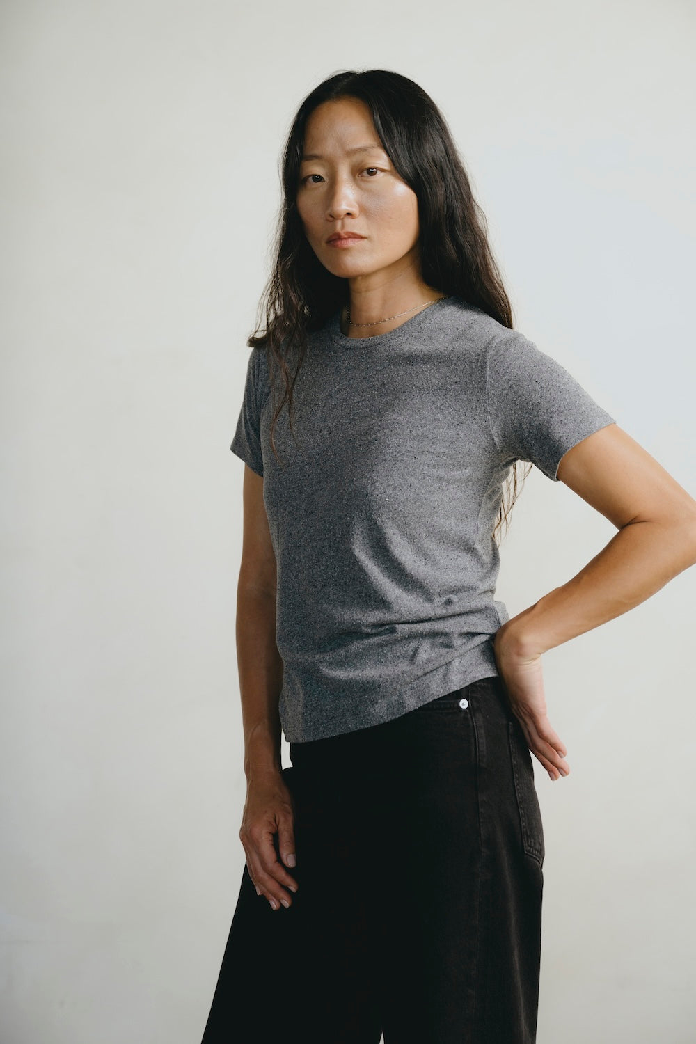 Classic Tee, Regen Silk Noil Jersey, Charcoal