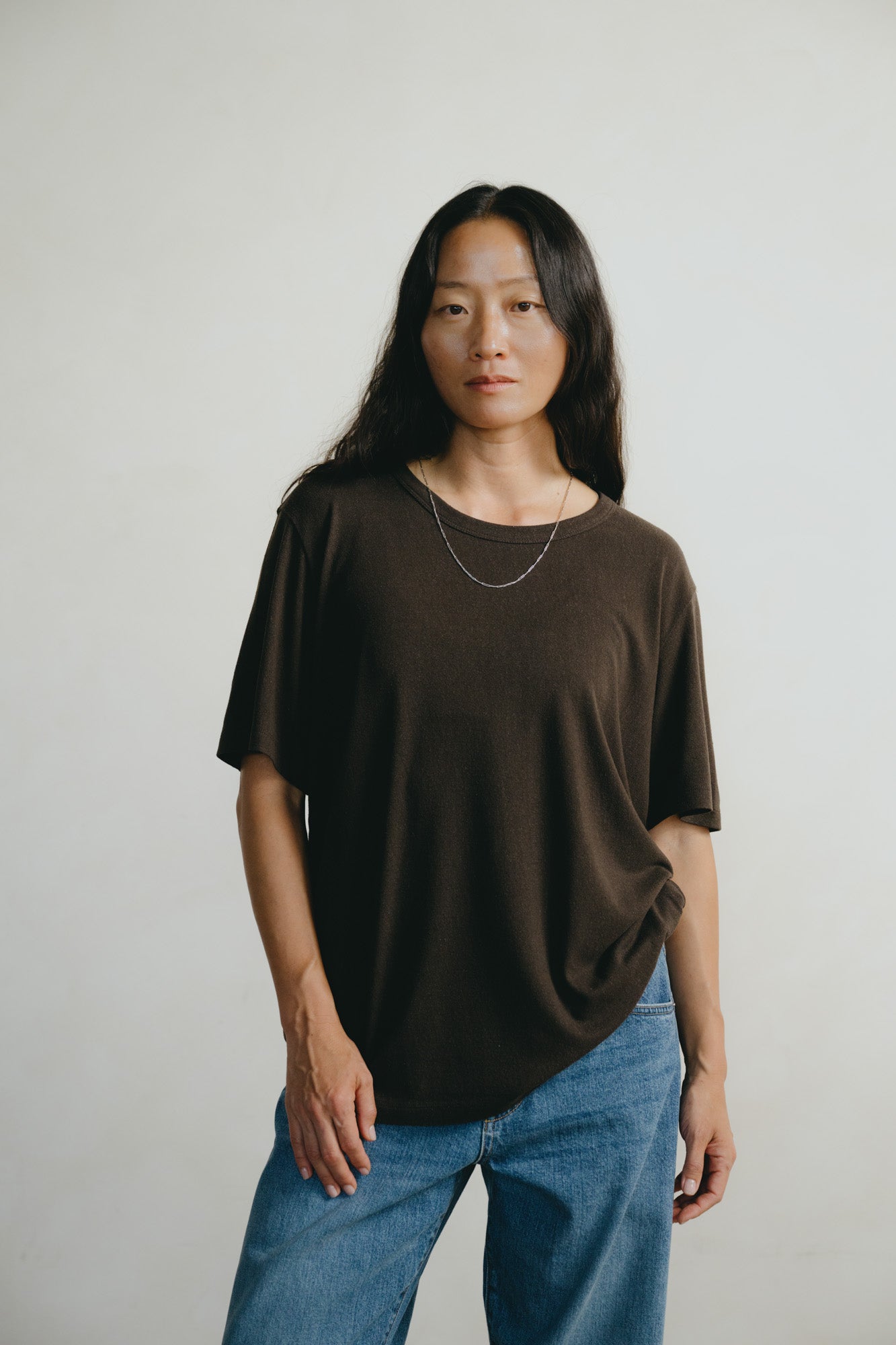 Bigger Tee, Regen Silk Noil Jersey, Walnut