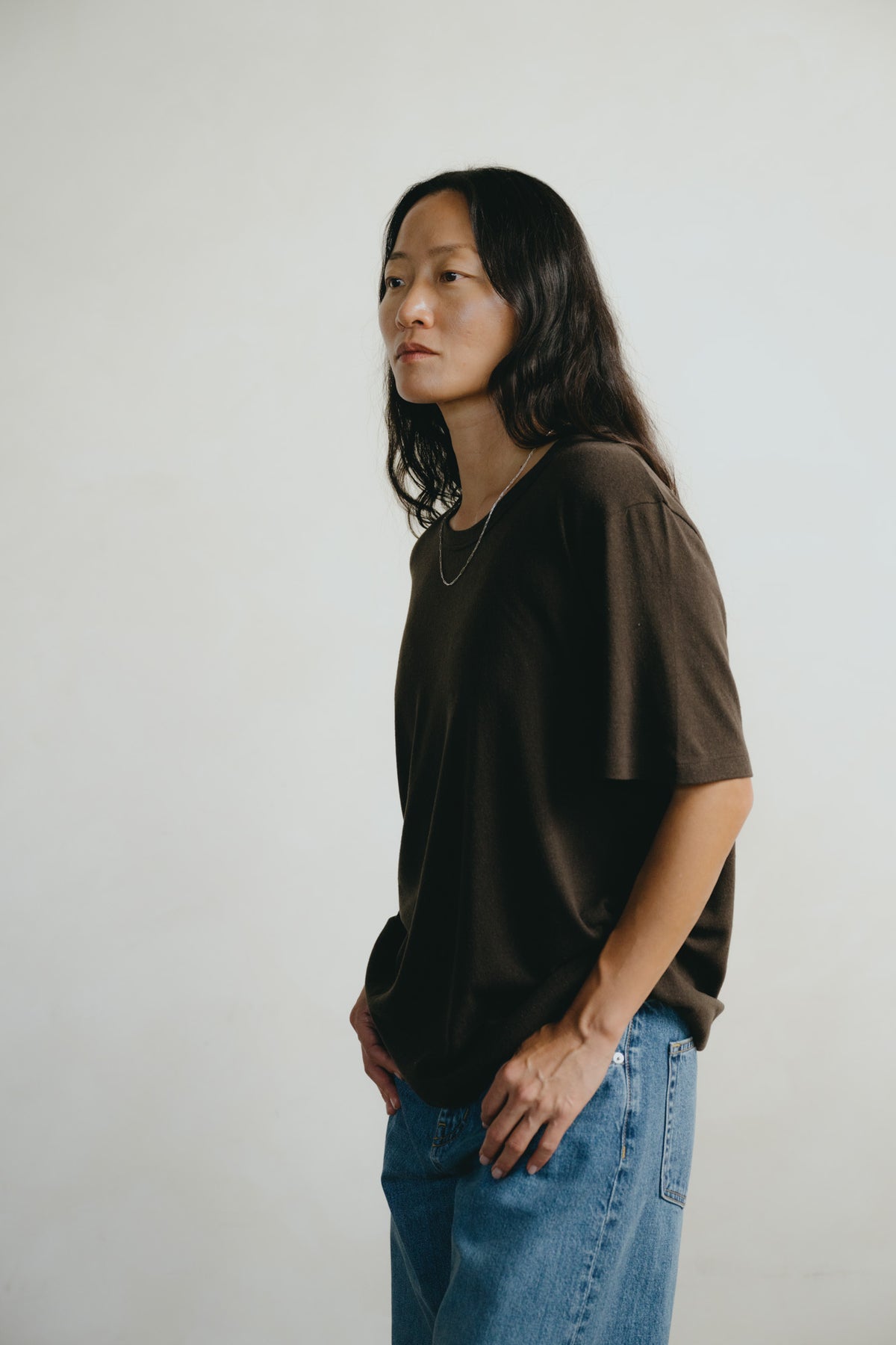 Bigger Tee, Regen Silk Noil Jersey, Walnut