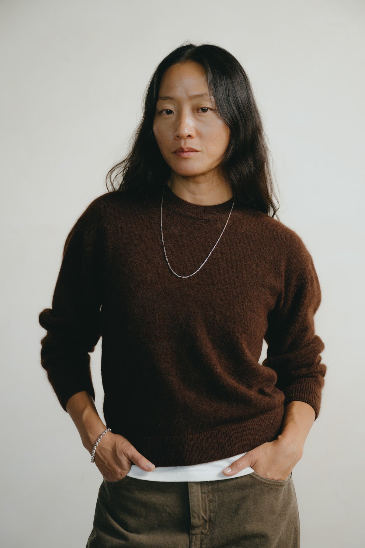 Ines Crew, Midweight Alpaca Blend, Hickory