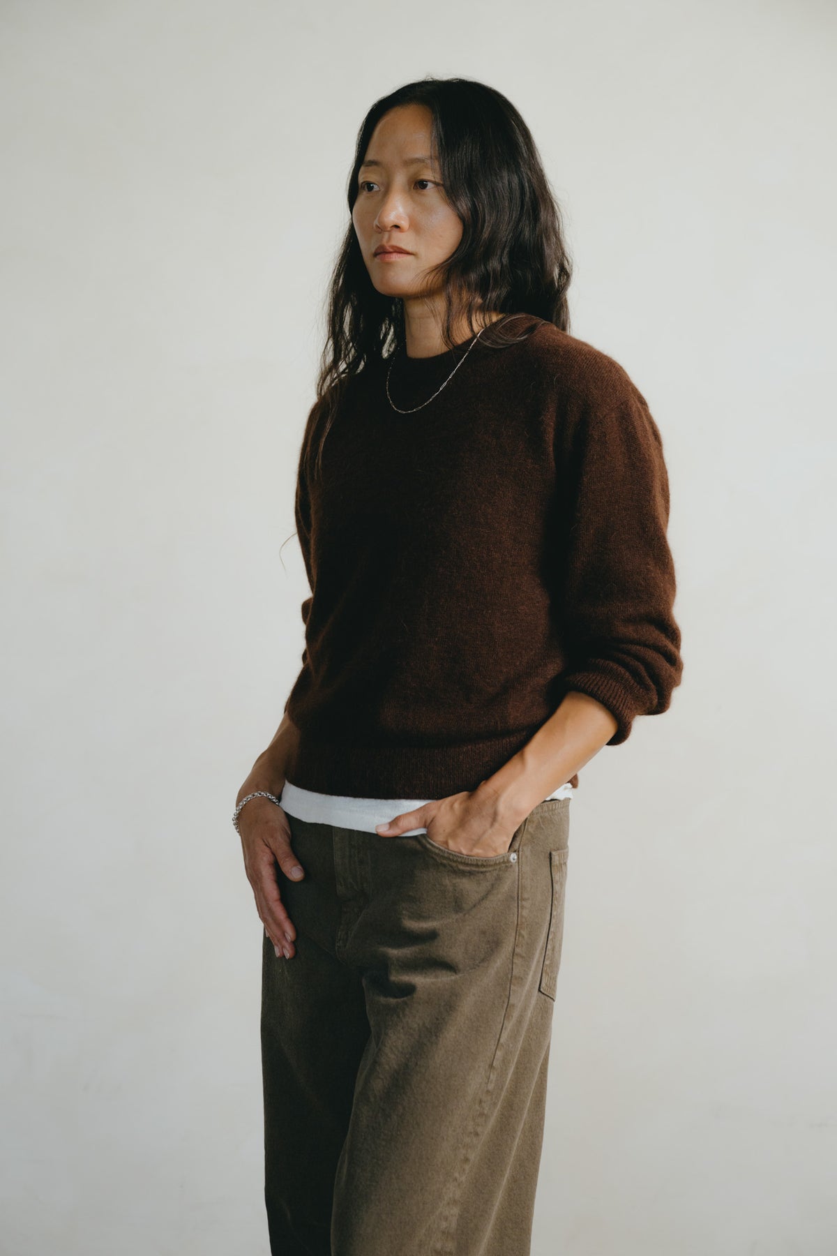 Ines Crew, Midweight Alpaca Blend, Hickory