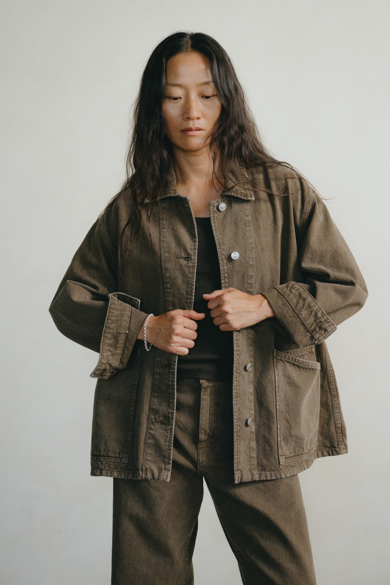 Loretta Jacket, Recycled Denim, Vintage Brown
