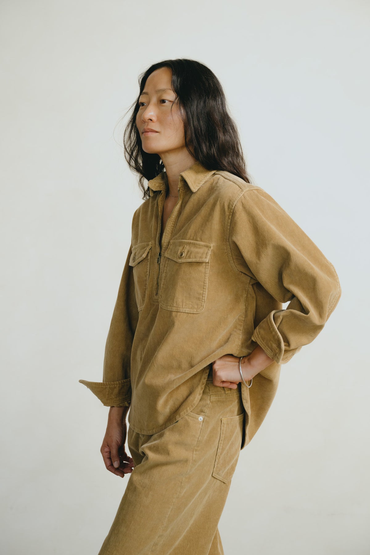 Zip Popover, Organic Corduroy, Camel