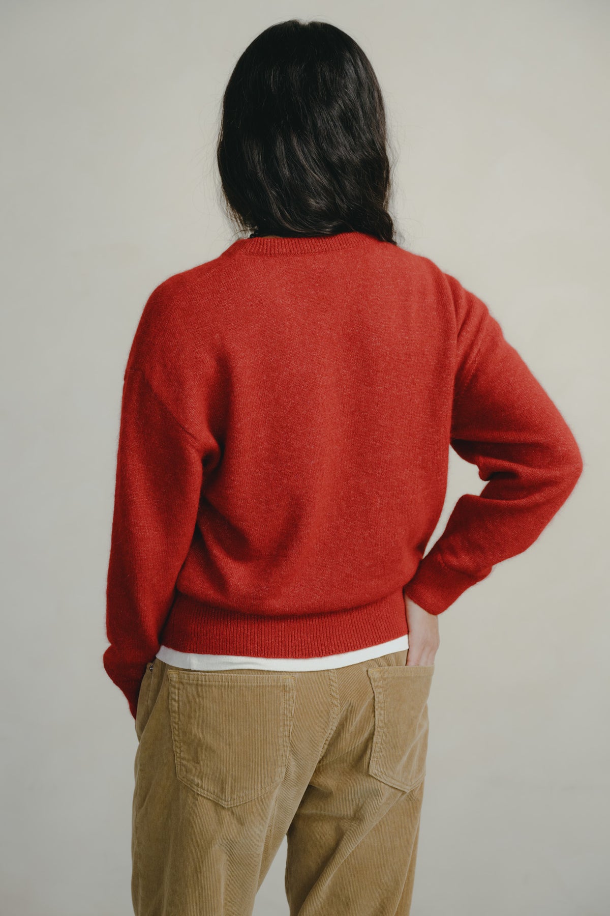 Alejo V-Neck, Midweight Alpaca Blend, Tomato