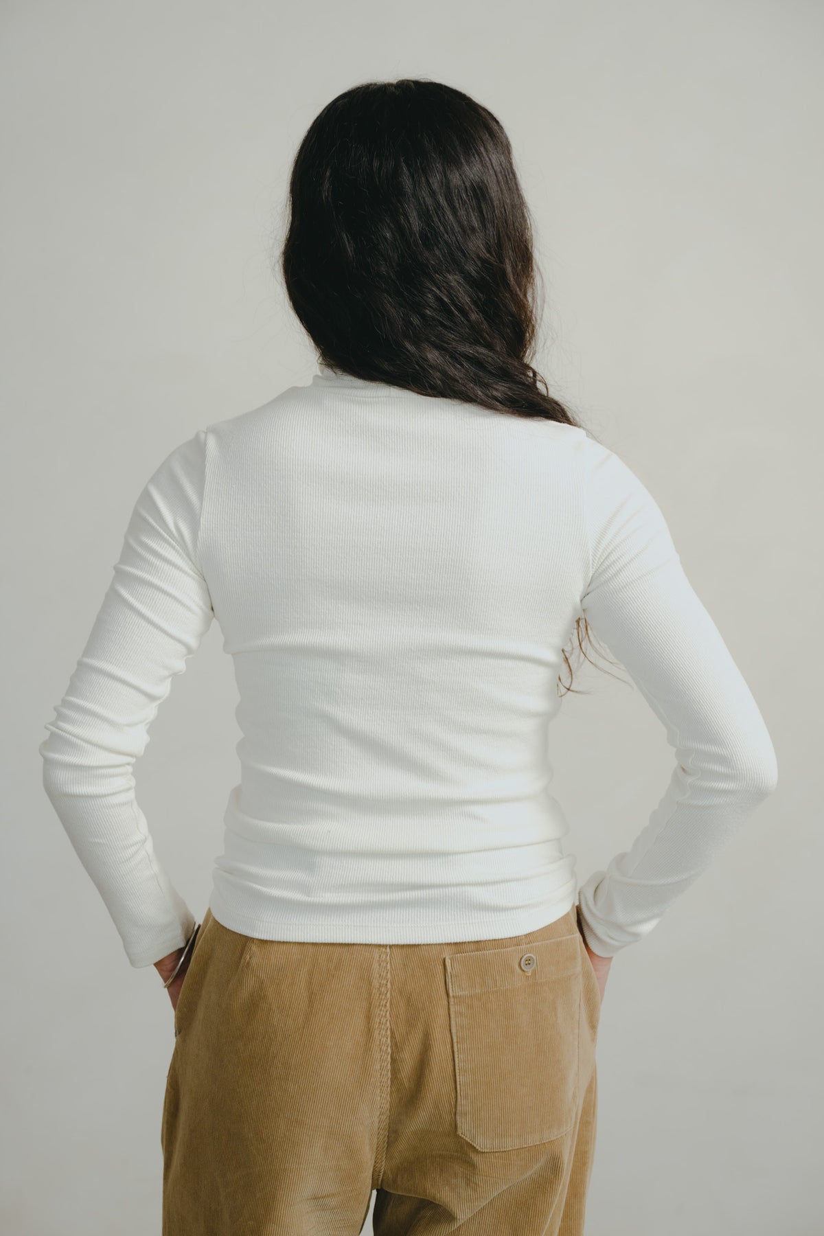 Marianne Rib Turtleneck, Ribbed Silk Noil Jersey, Natural