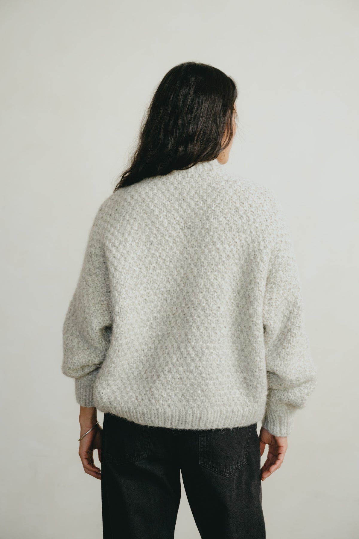 Bell Hand Knit Cardigan, Alpaca Cotton, Fog