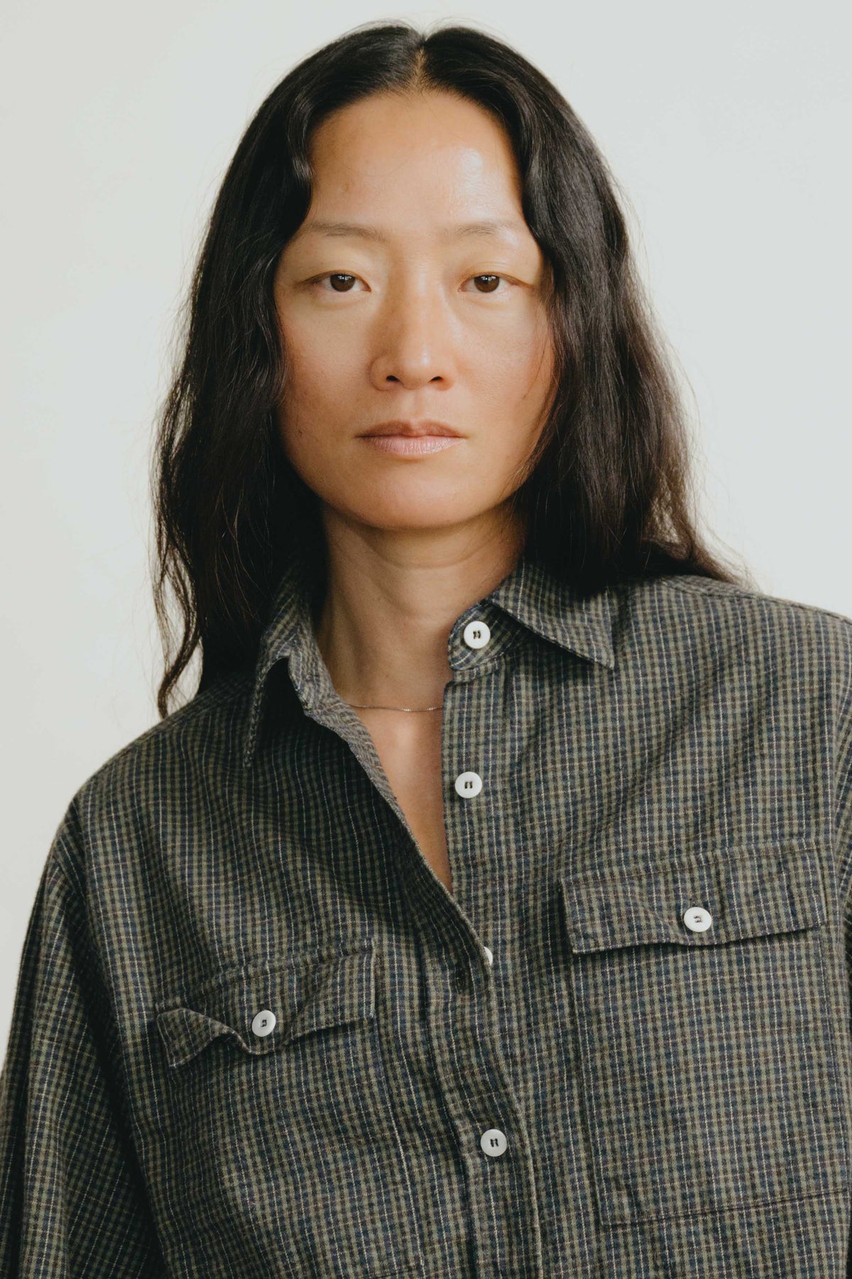 Flannel Marcie Shirt, Japanese Organic Cotton, Forest Plaid