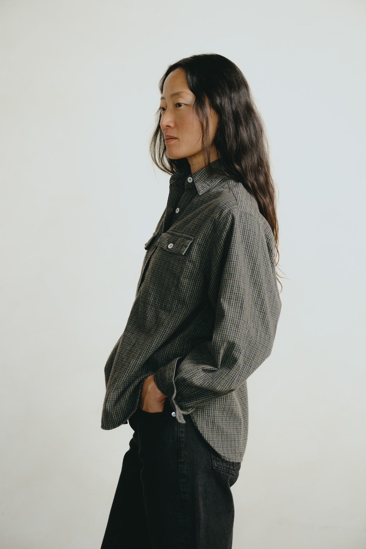 Flannel Marcie Shirt, Japanese Organic Cotton, Forest Plaid