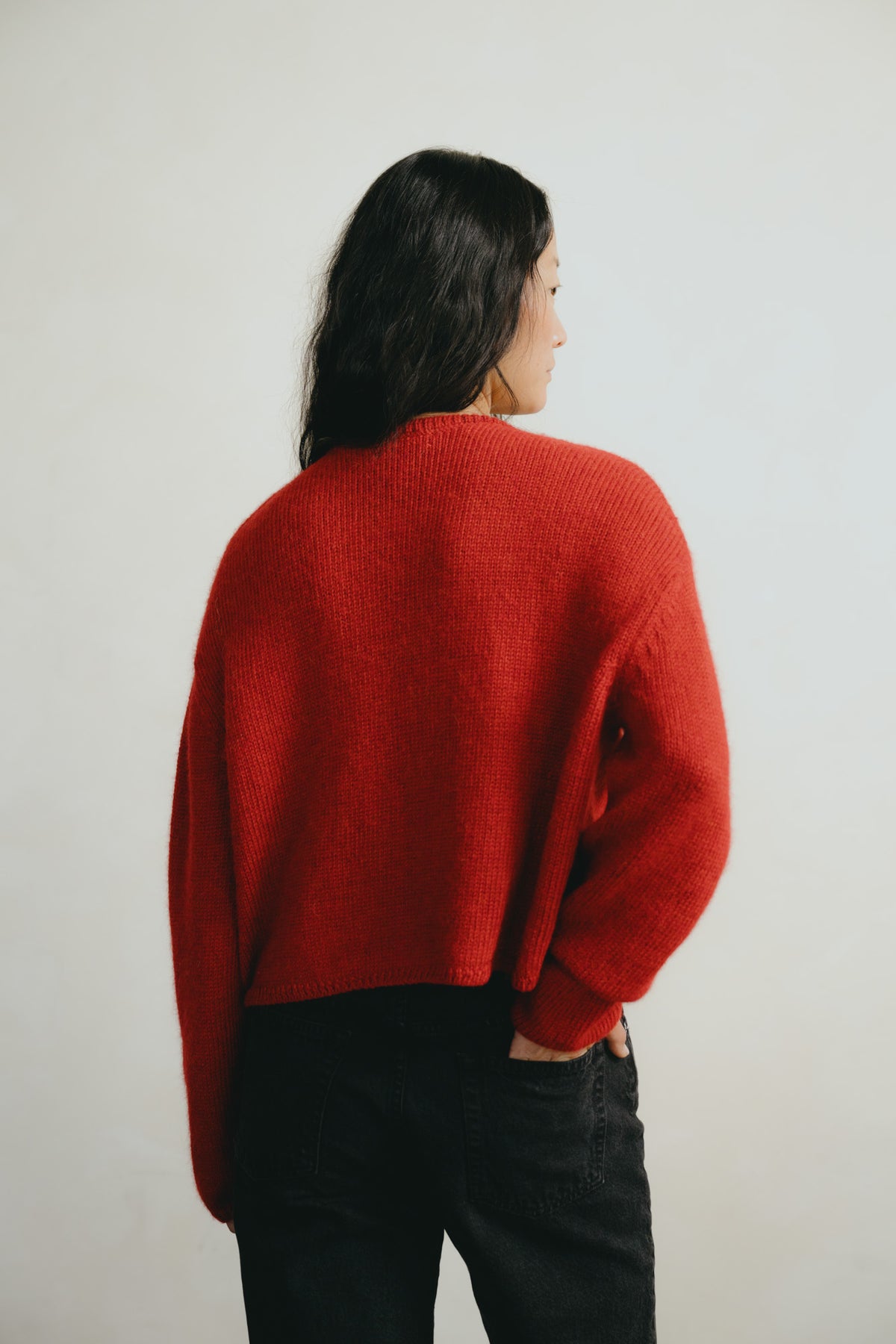 Everyday Cardigan, Baby Alpaca, Tomato