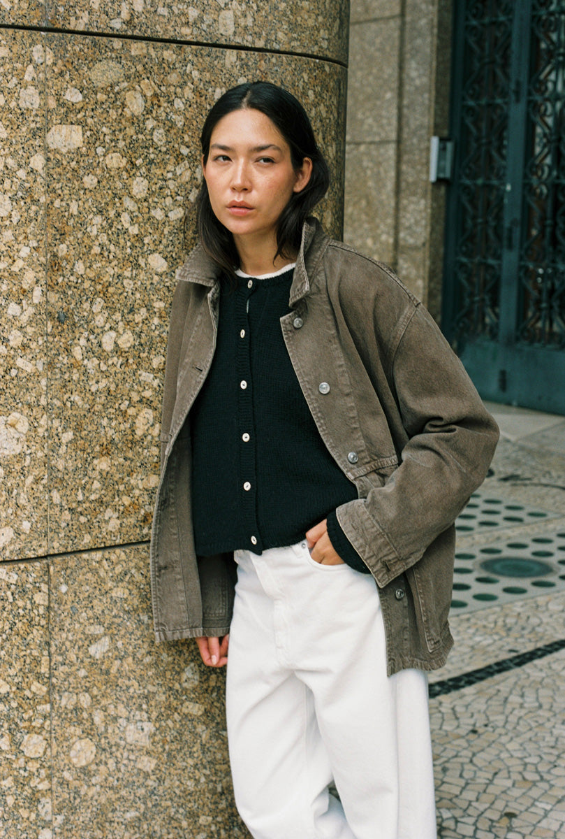 Loretta Jacket, Recycled Denim, Vintage Brown