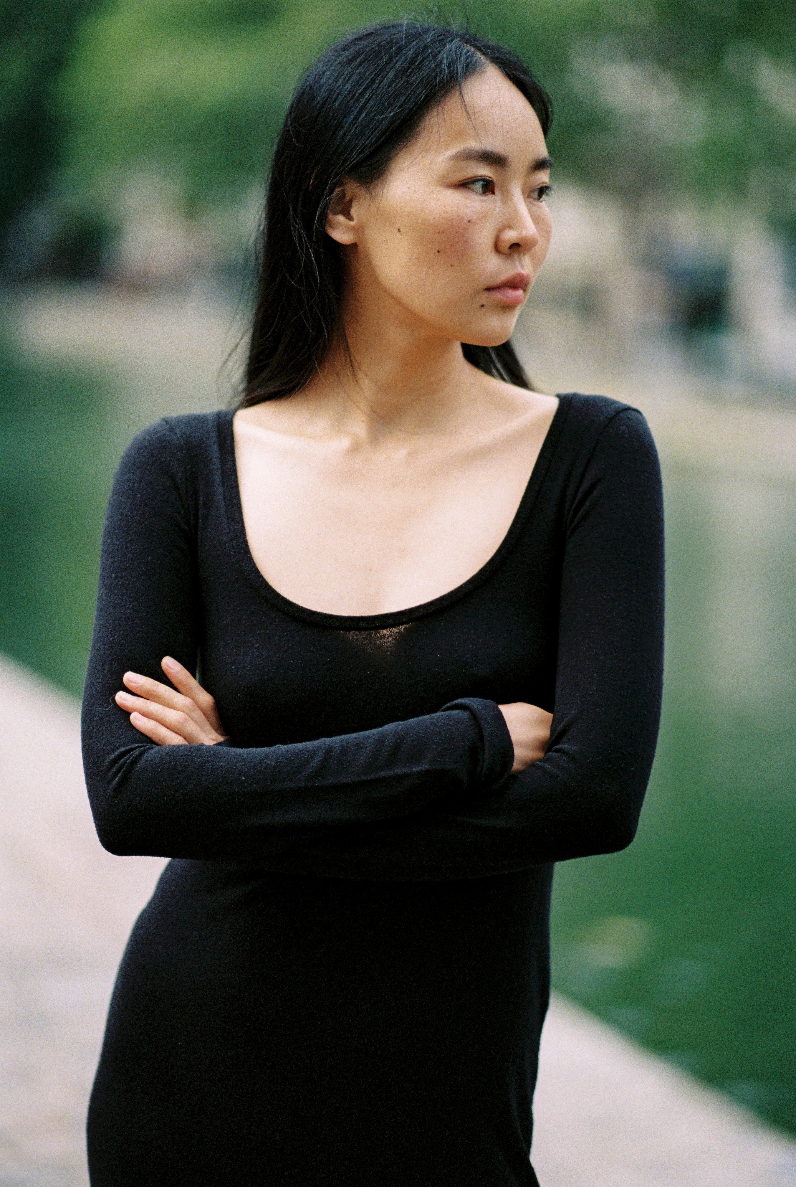 (Imperfect) Claudia Dress, Regen Silk Noil Jersey, Black