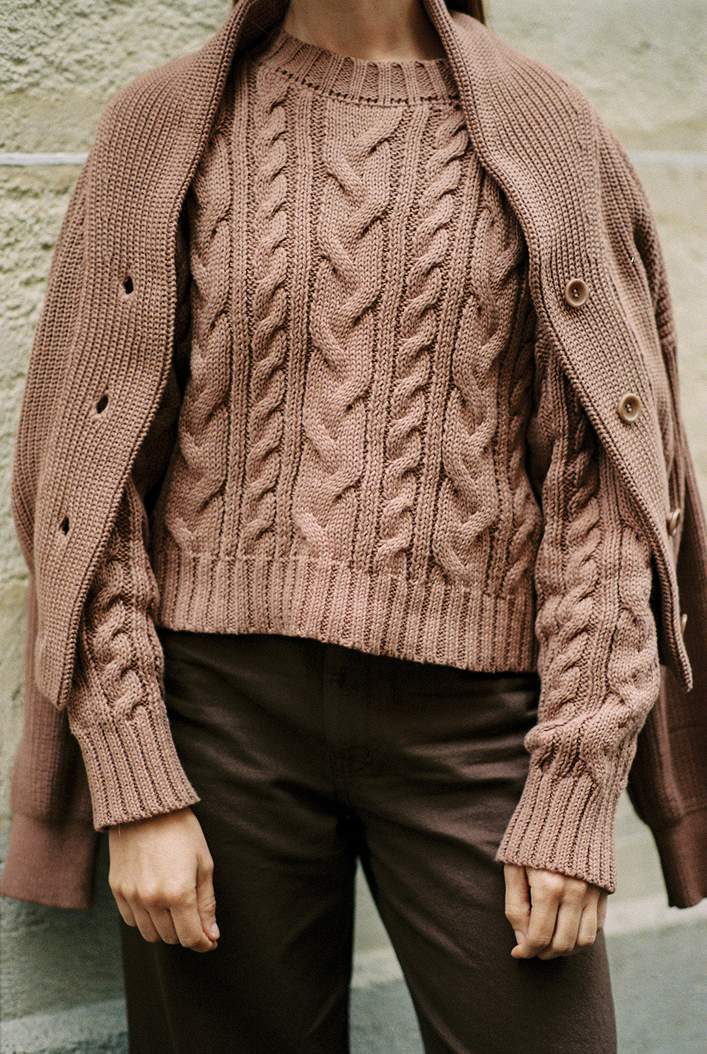 (Imperfect) Patti Cable Crew, Organic Tanguis Cotton, Dust