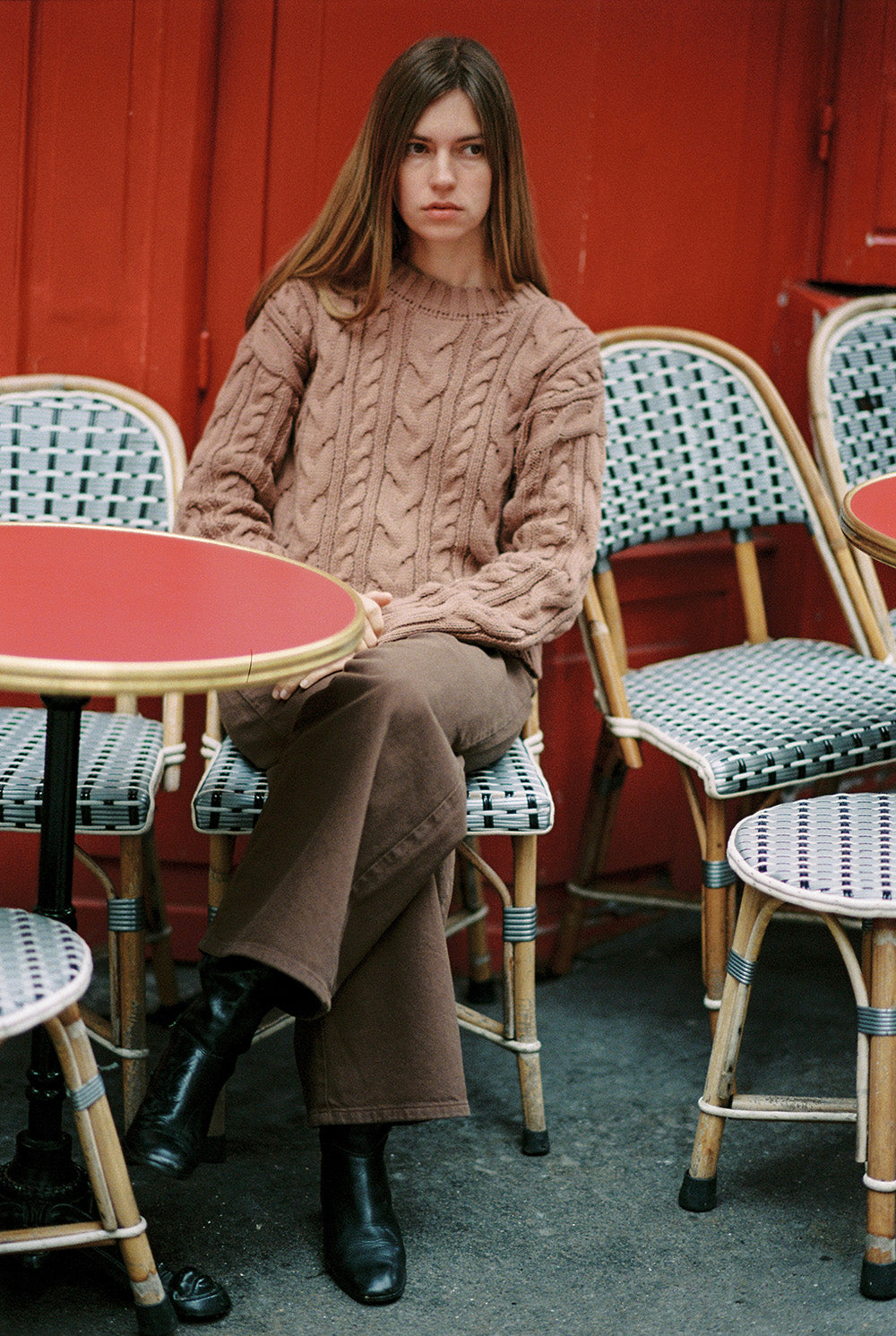 (Imperfect) Patti Cable Crew, Organic Tanguis Cotton, Dust